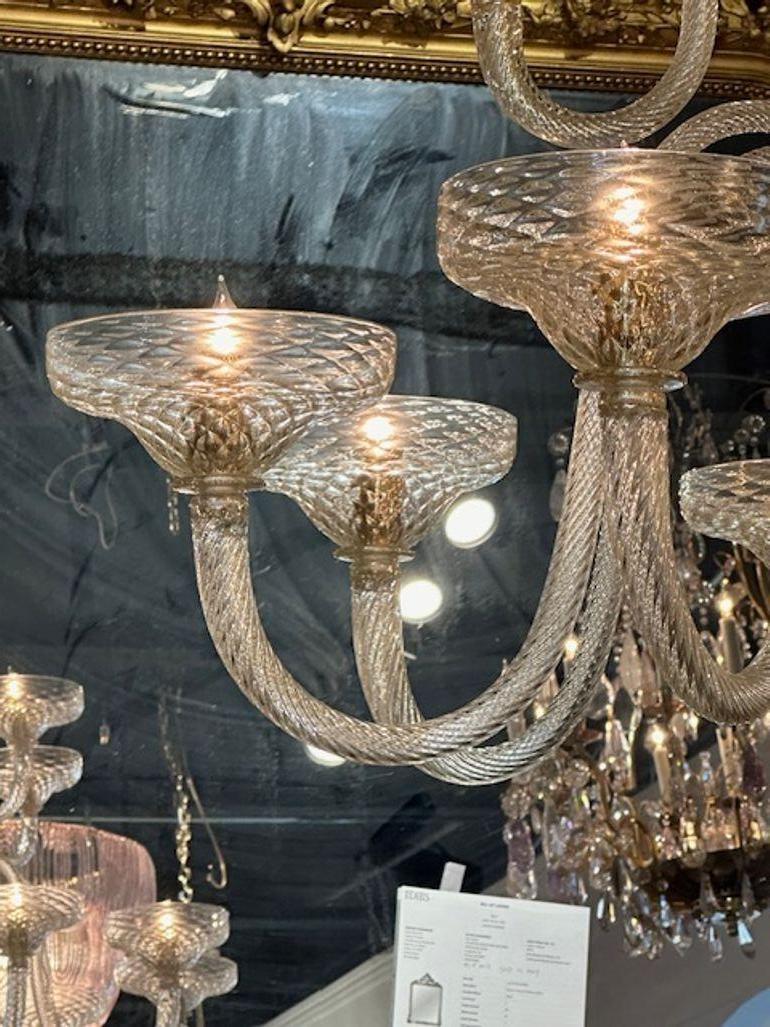 Verre de Murano Grand lustre en verre de Murano à deux étages en vente
