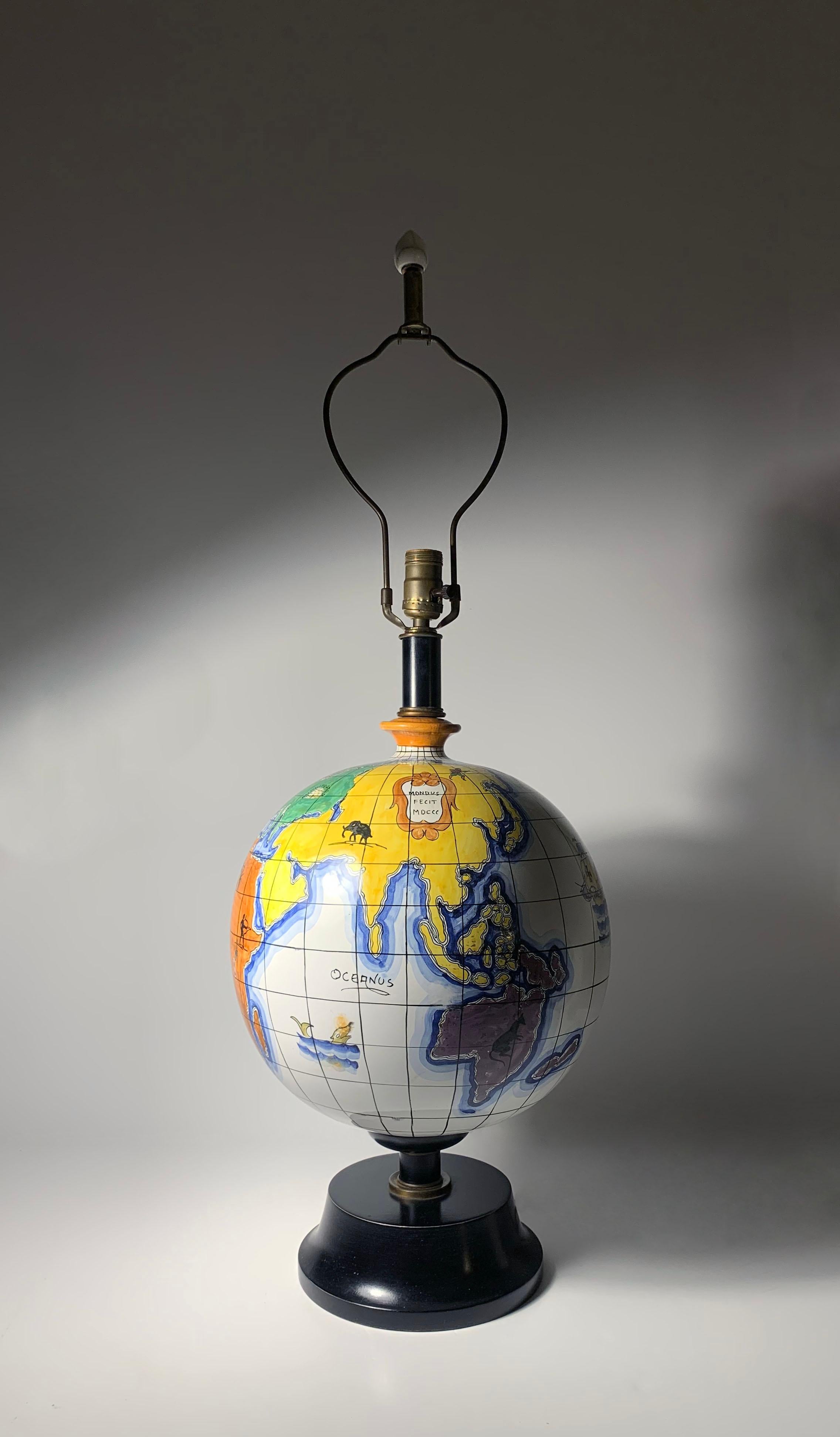 Mid-Century Modern Large Scale Ugo Zaccagnini Ceramic Globe Lamp For Sale