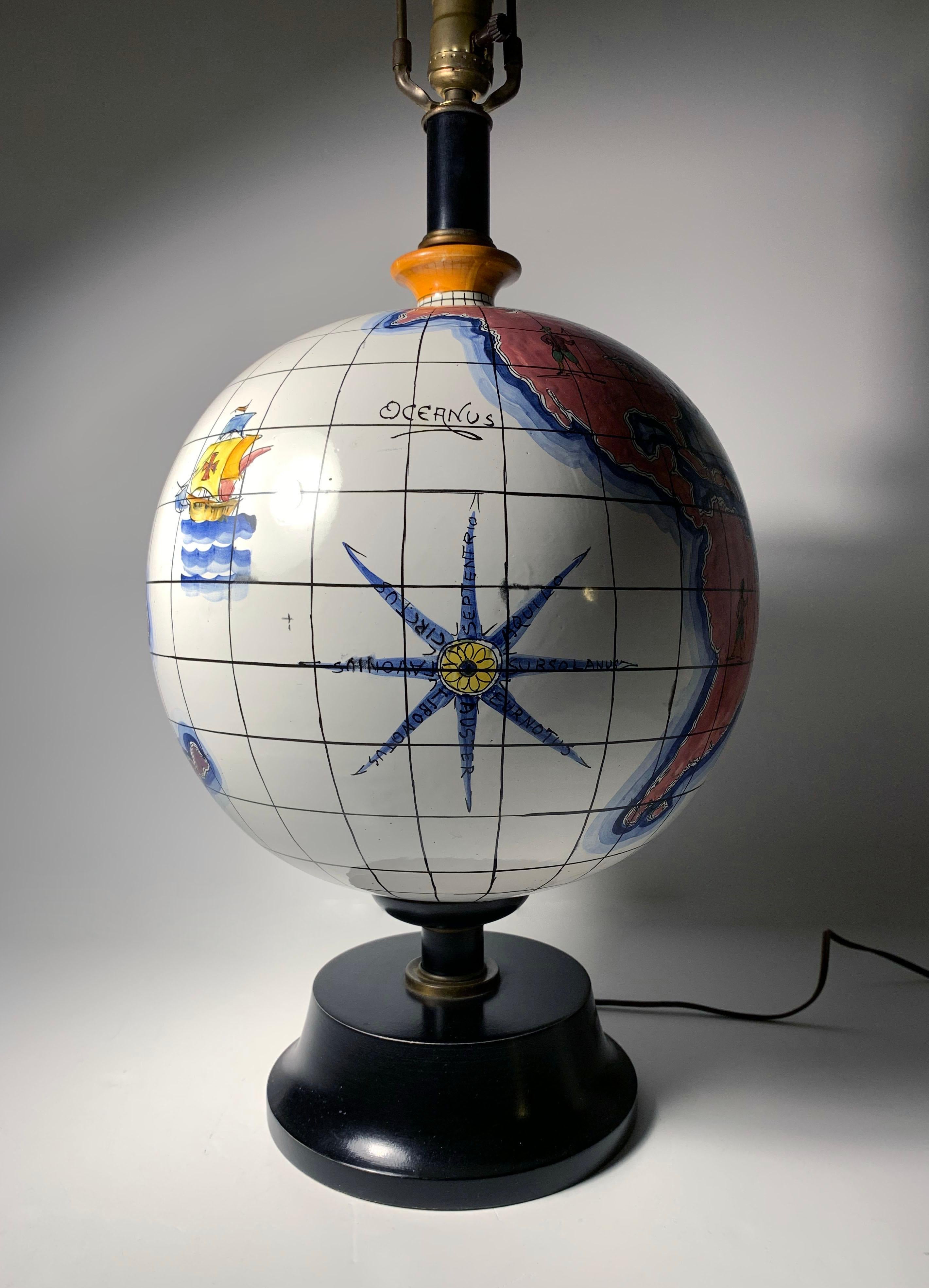 Italian Large Scale Ugo Zaccagnini Ceramic Globe Lamp For Sale