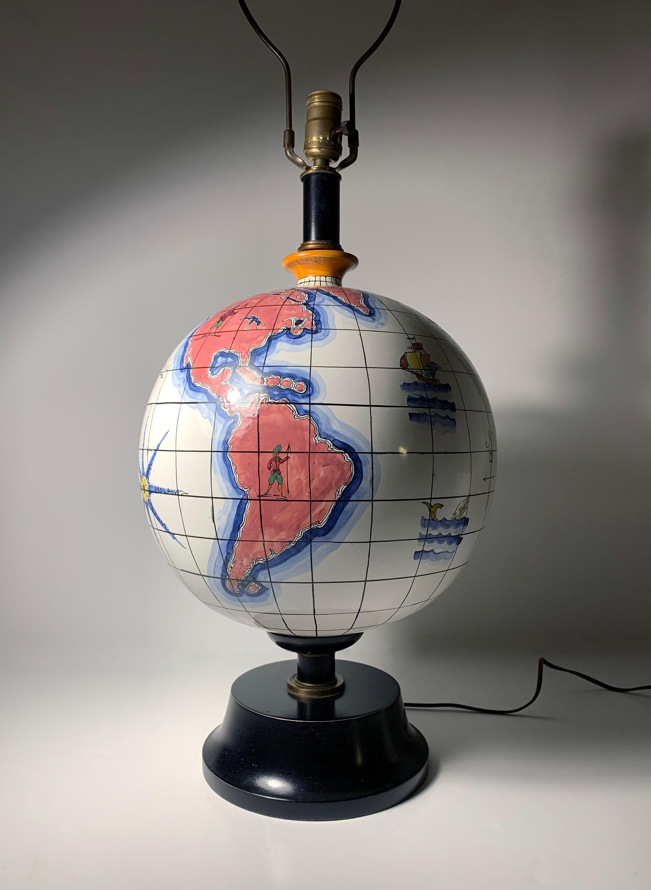 Large Scale Ugo Zaccagnini Ceramic Globe Lamp In Good Condition For Sale In Chicago, IL