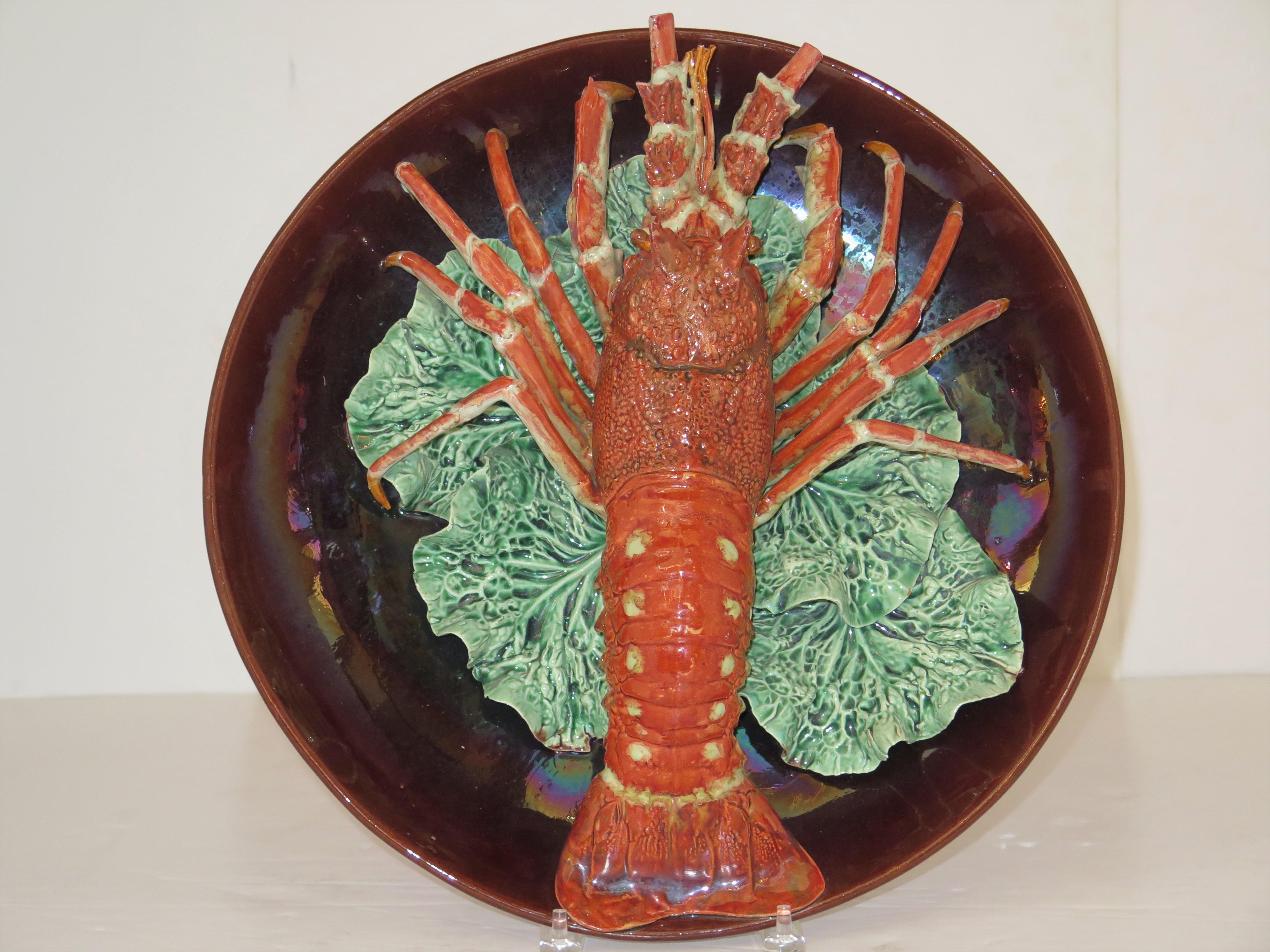 Large-Scale VERY RARE Single Lobster on Cabbage by Rafael Bordalo Pinheiro (Port For Sale 2