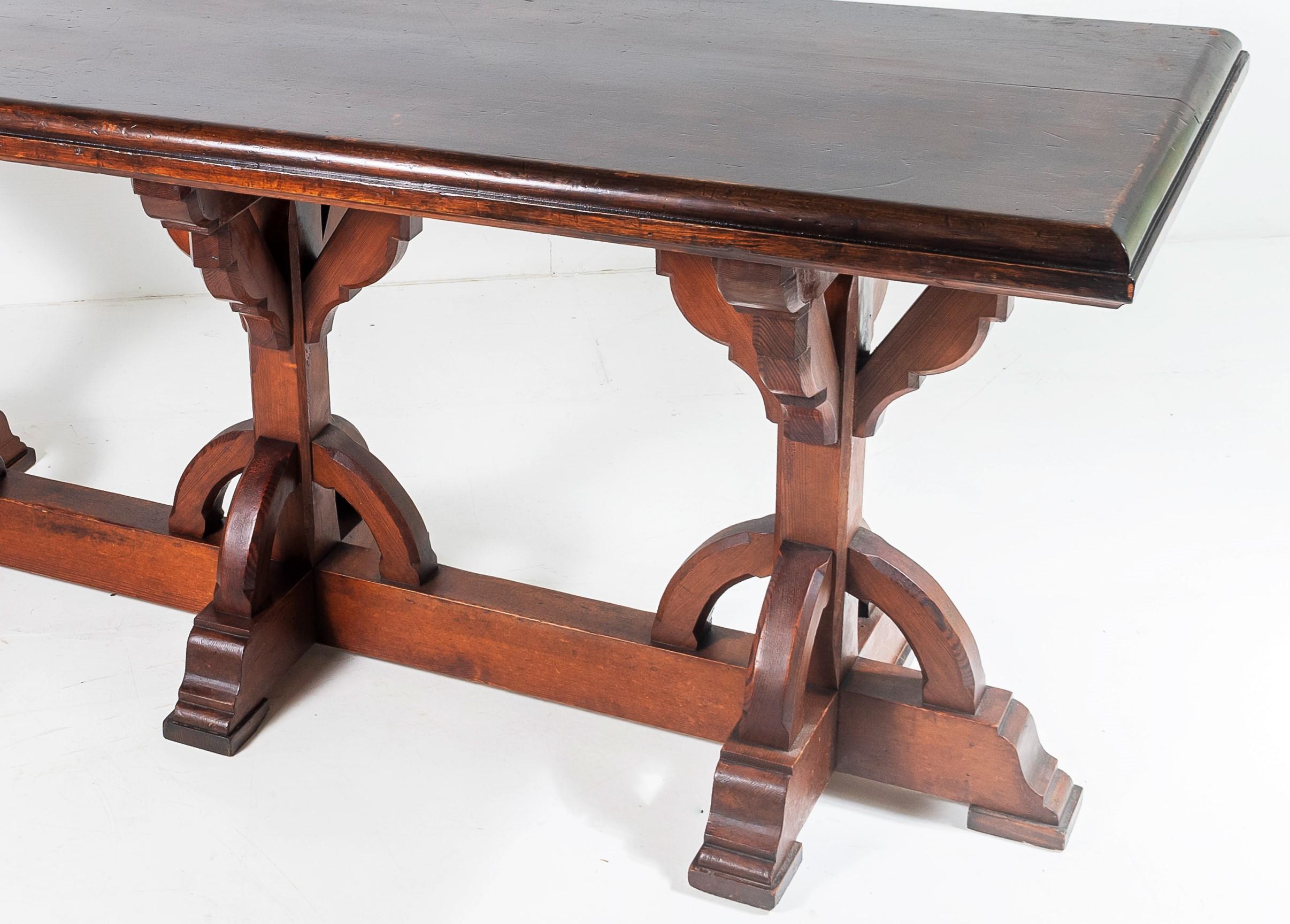 19th Century Large Scale Victorian Ecclesiastical Gothic Revival Table in the Manner of Pugin For Sale