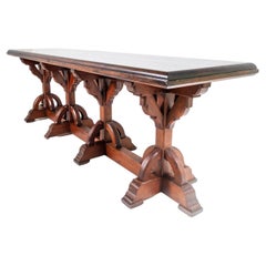 Large Scale Victorian Ecclesiastical Gothic Revival Table in the Manner of Pugin