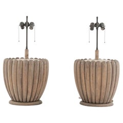 Large Scale Vintage Handmade Wooden Lamps