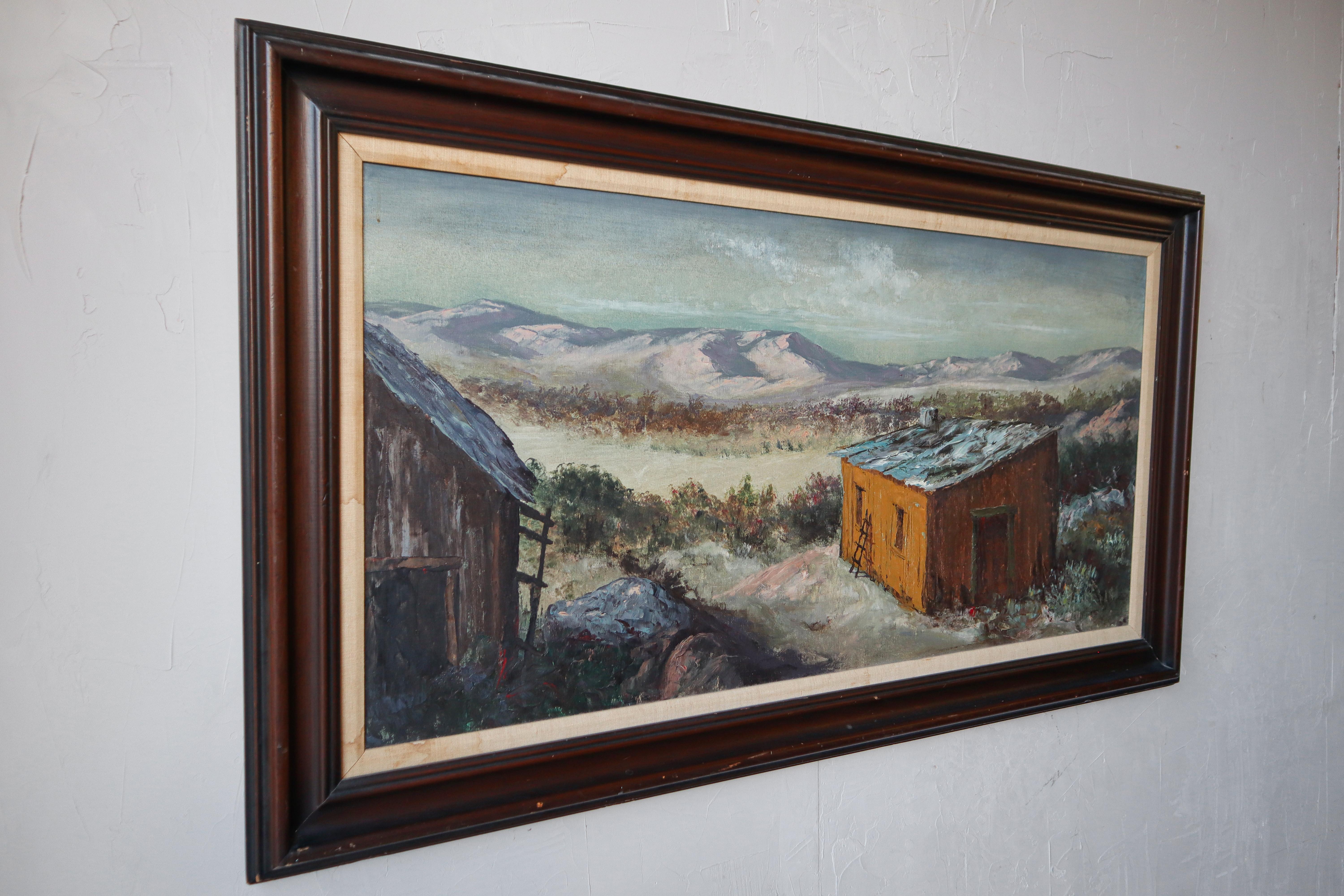 Peinture à l'huile de paysage vintage à grande échelle  Bon état - En vente à Las Vegas, NV