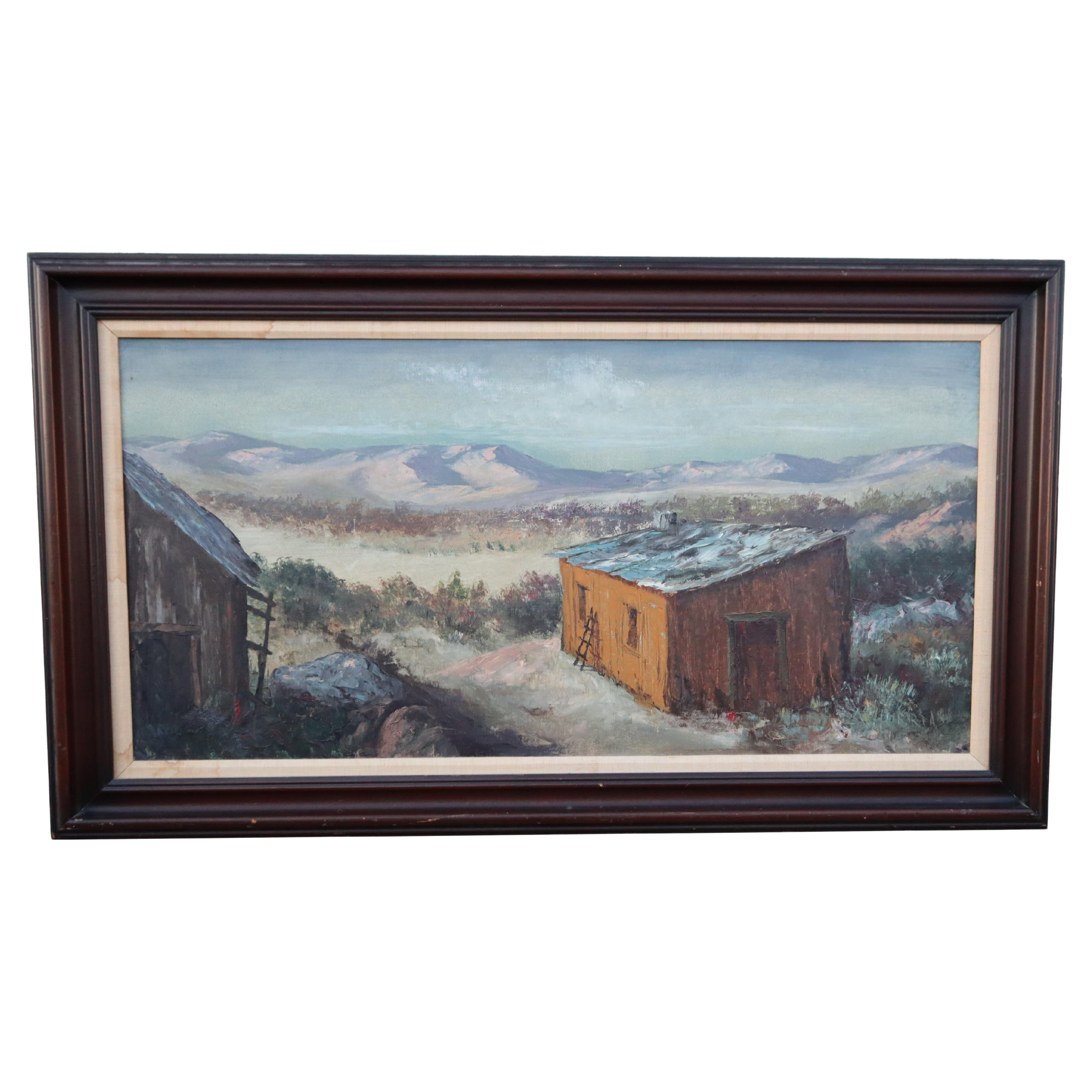 Large Scale Vintage Landscape Oil Painting 