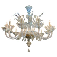 Large Scale Vintage Murano Glass 12-Light Chandelier