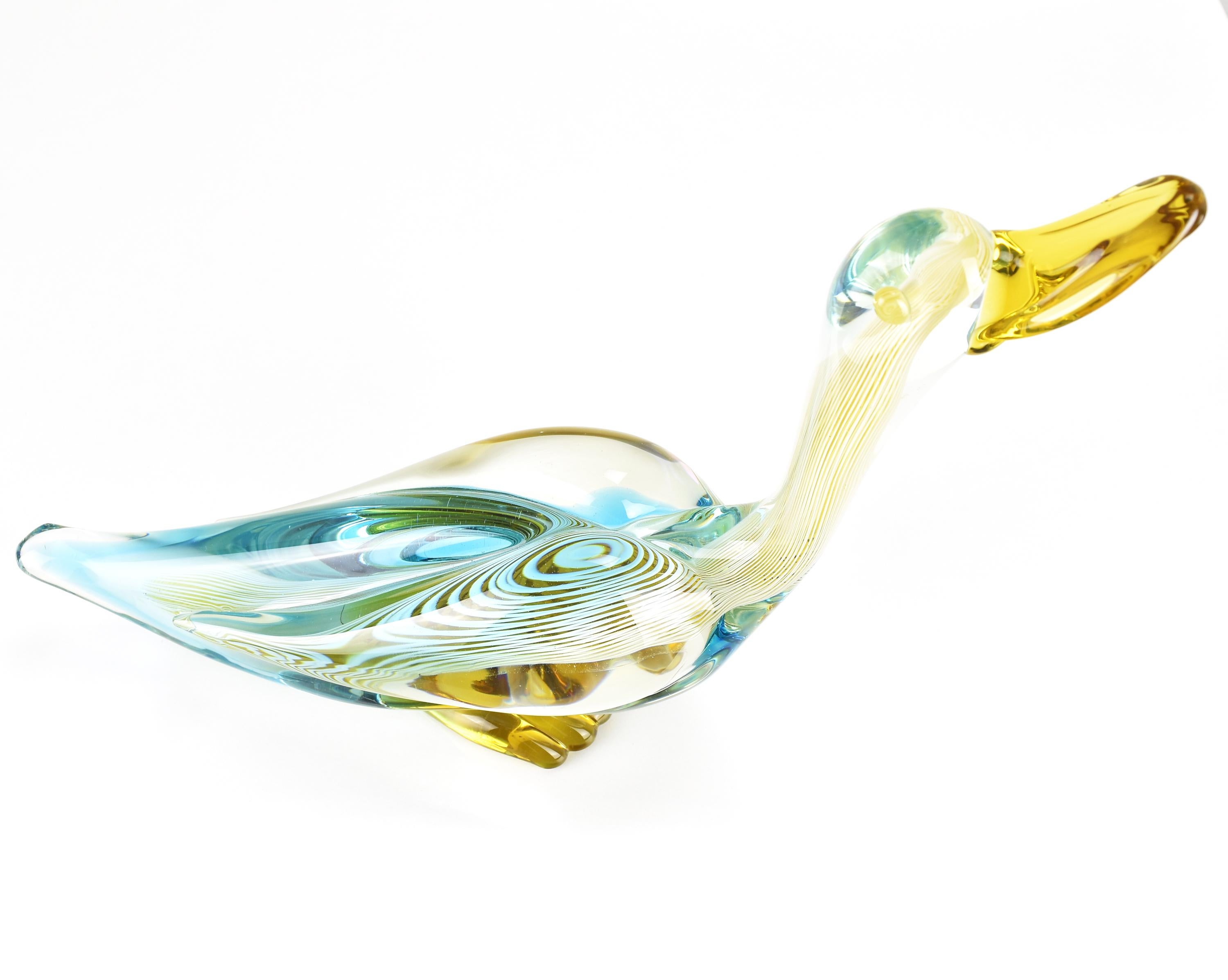 Large Scale Vintage Murano Glass Duck Bird Figurine Sculpture Dino Martens For Sale 5