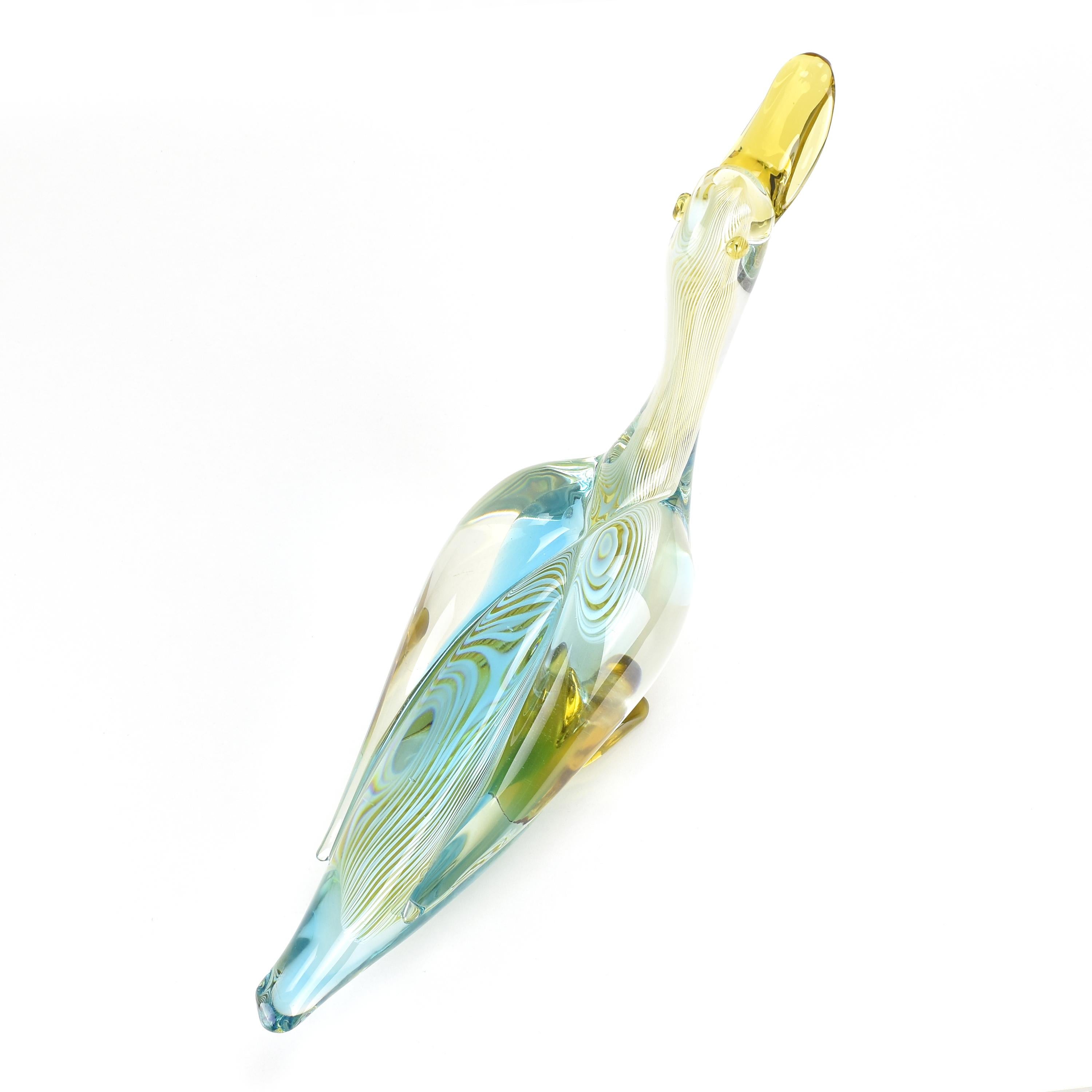 italien Grande échelle Vintage Murano Glass Duck Bird Figurine Sculpture Dino Martens en vente