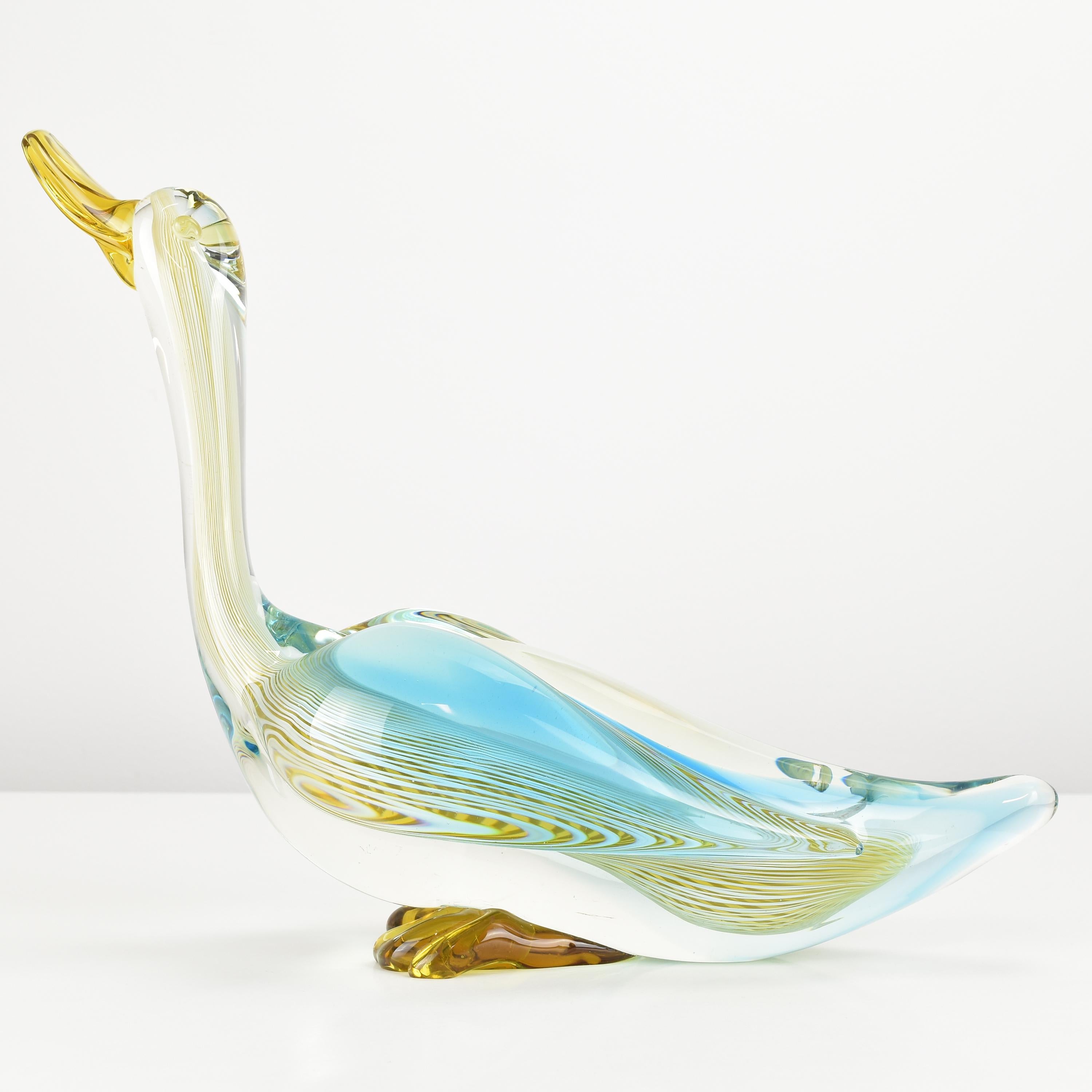 Large Scale Vintage Murano Glass Duck Bird Figurine Sculpture Dino Martens In Good Condition For Sale In Bad Säckingen, DE
