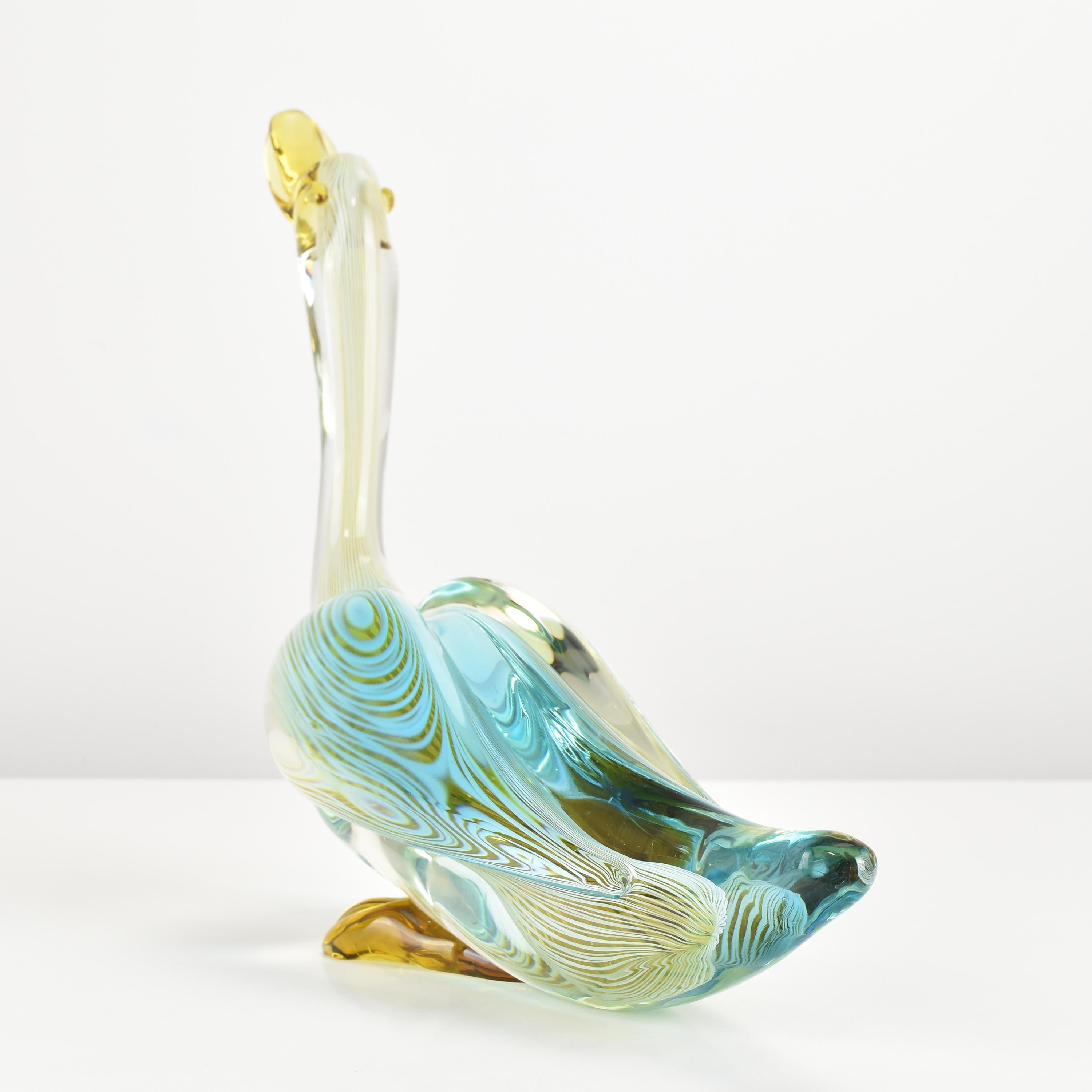 Milieu du XXe siècle Grande échelle Vintage Murano Glass Duck Bird Figurine Sculpture Dino Martens en vente