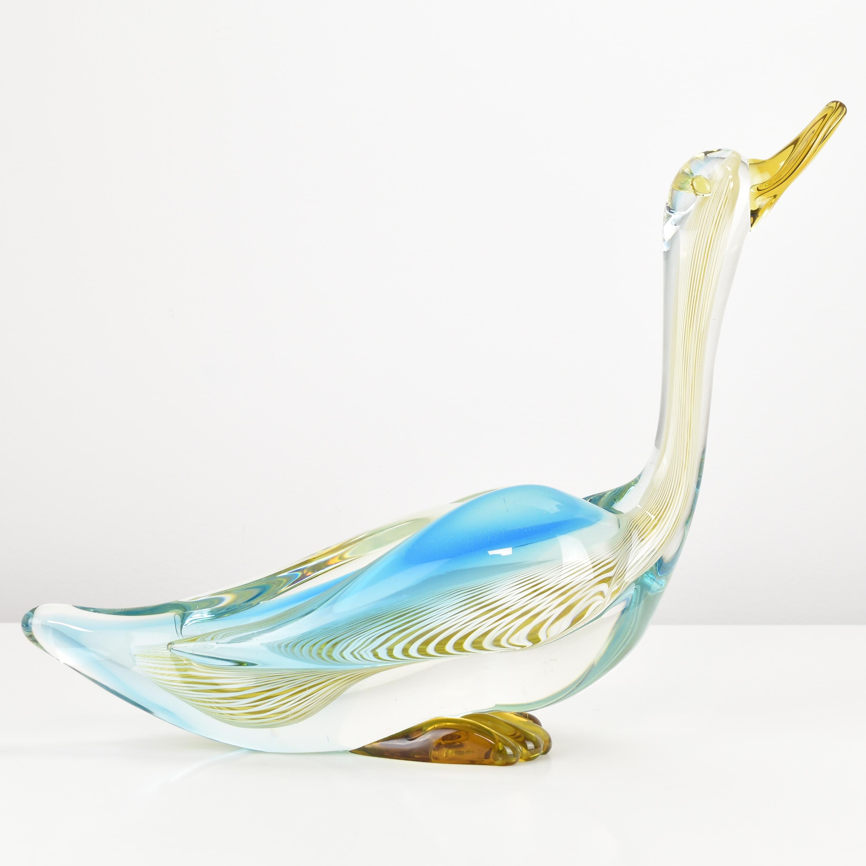 Large Scale Vintage Murano Glass Duck Bird Figurine Sculpture Dino Martens For Sale 2