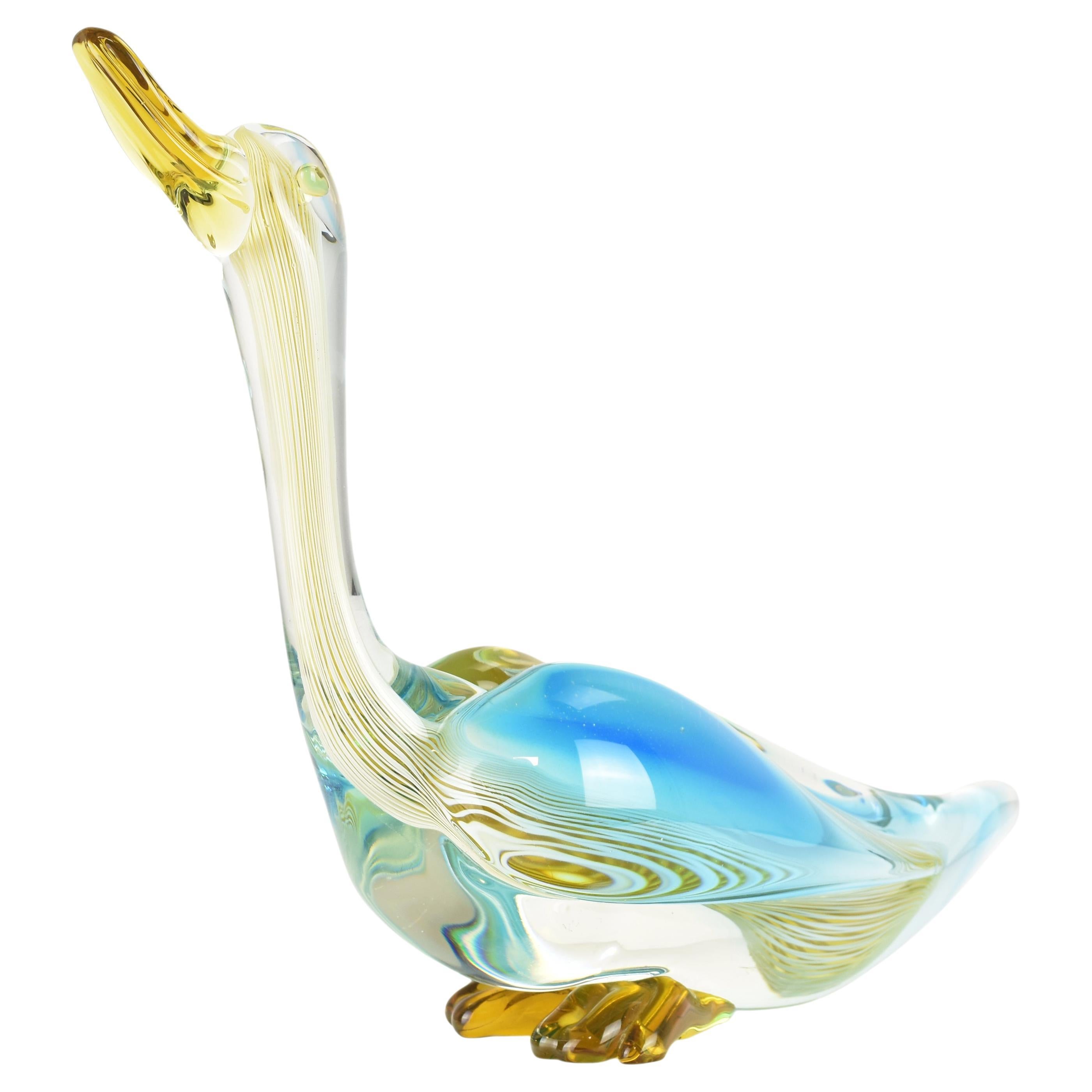 Large Scale Vintage Murano Glass Duck Bird Figurine Sculpture Dino Martens For Sale