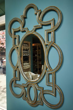 Large Scale Vintage Open Fretwork Framed Oval Mirror