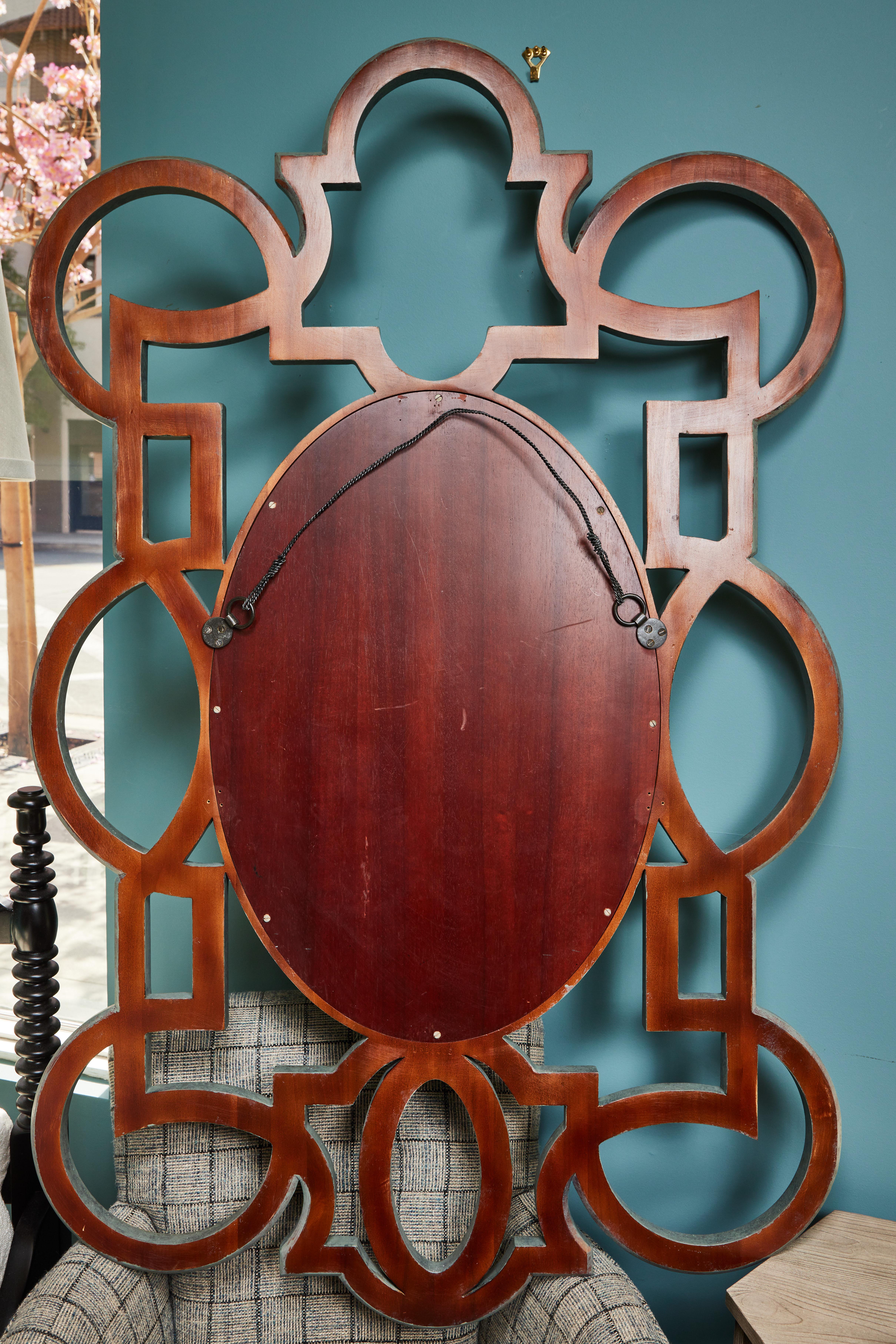 Large Scale Vintage Open Fretwork Framed Oval Mirror 3