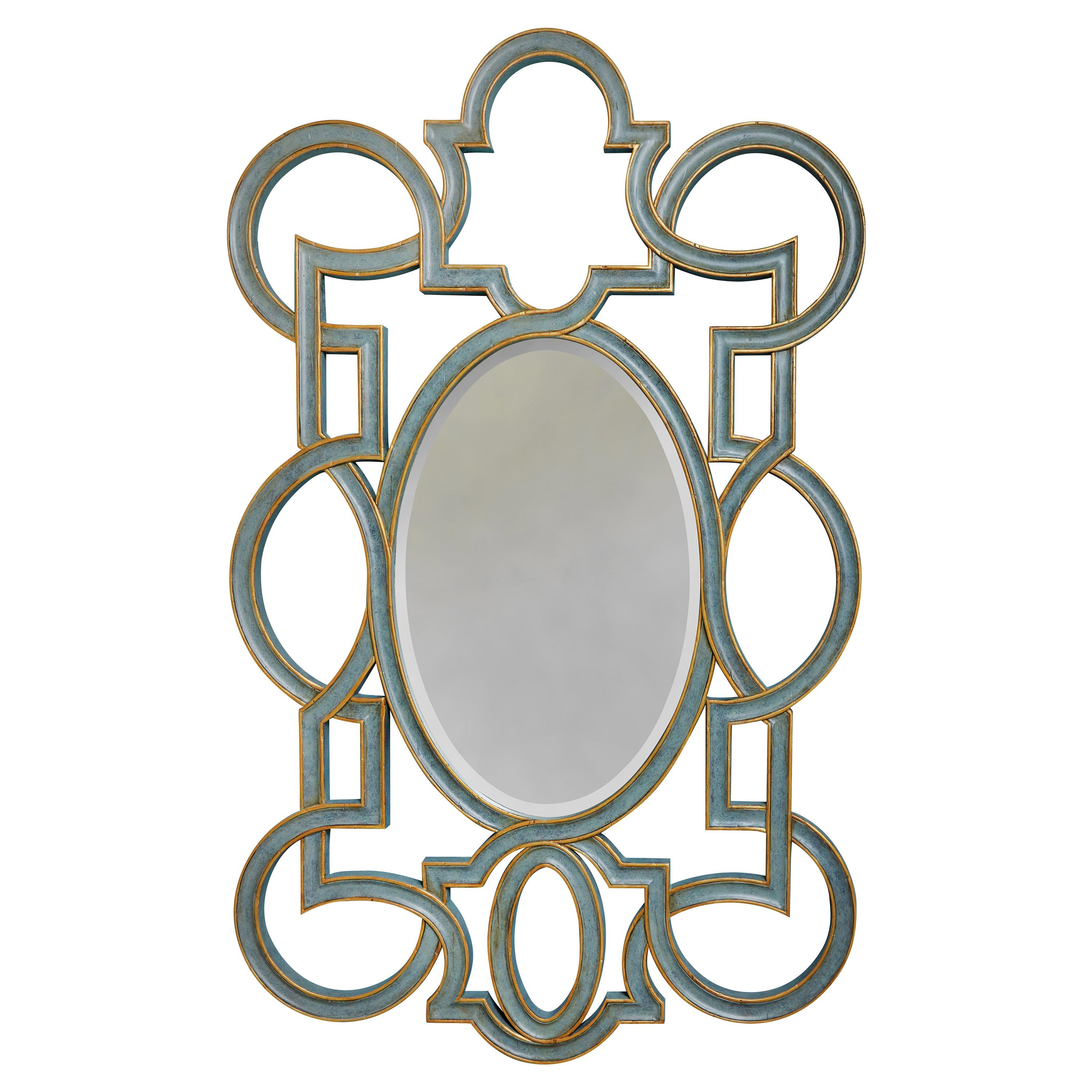 Large Scale Vintage Open Fretwork Framed Oval Mirror