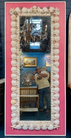 Large Scale Vintage Palm Beach Sea Shell Floor Mirror
