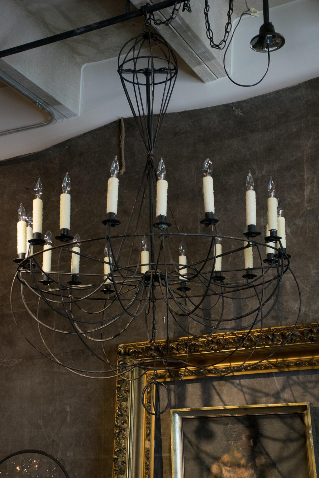 Large-Scale Vintage Wire Formed Chandelier  1