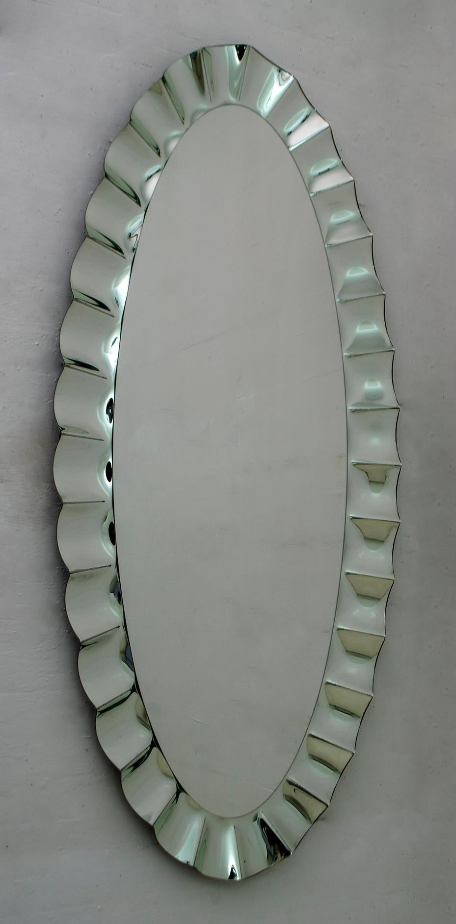 Large Scale Wall Mirror on Mirror in the Style of Fontana Arte For Sale 2