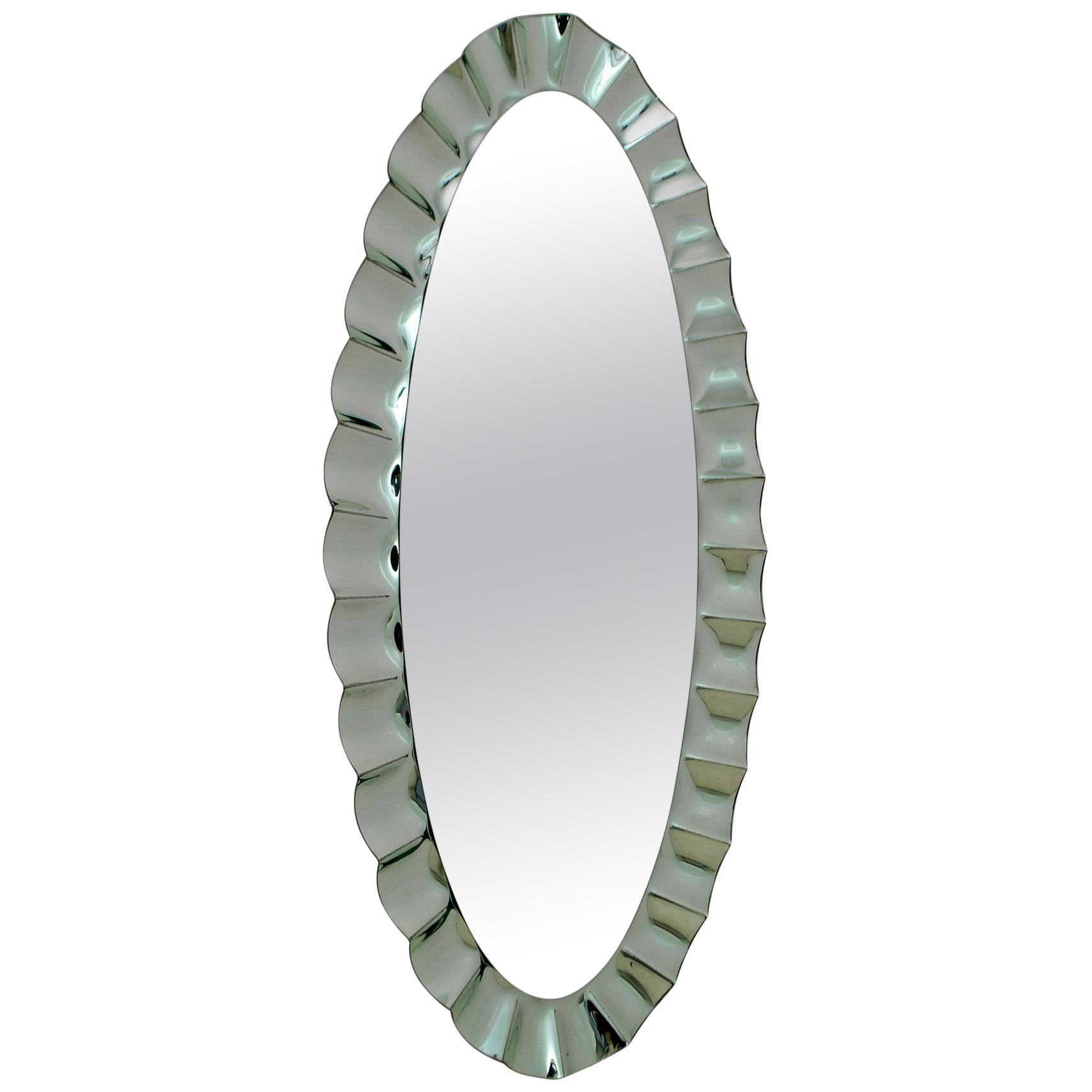 Large Scale Wall Mirror on Mirror in the Style of Fontana Arte For Sale