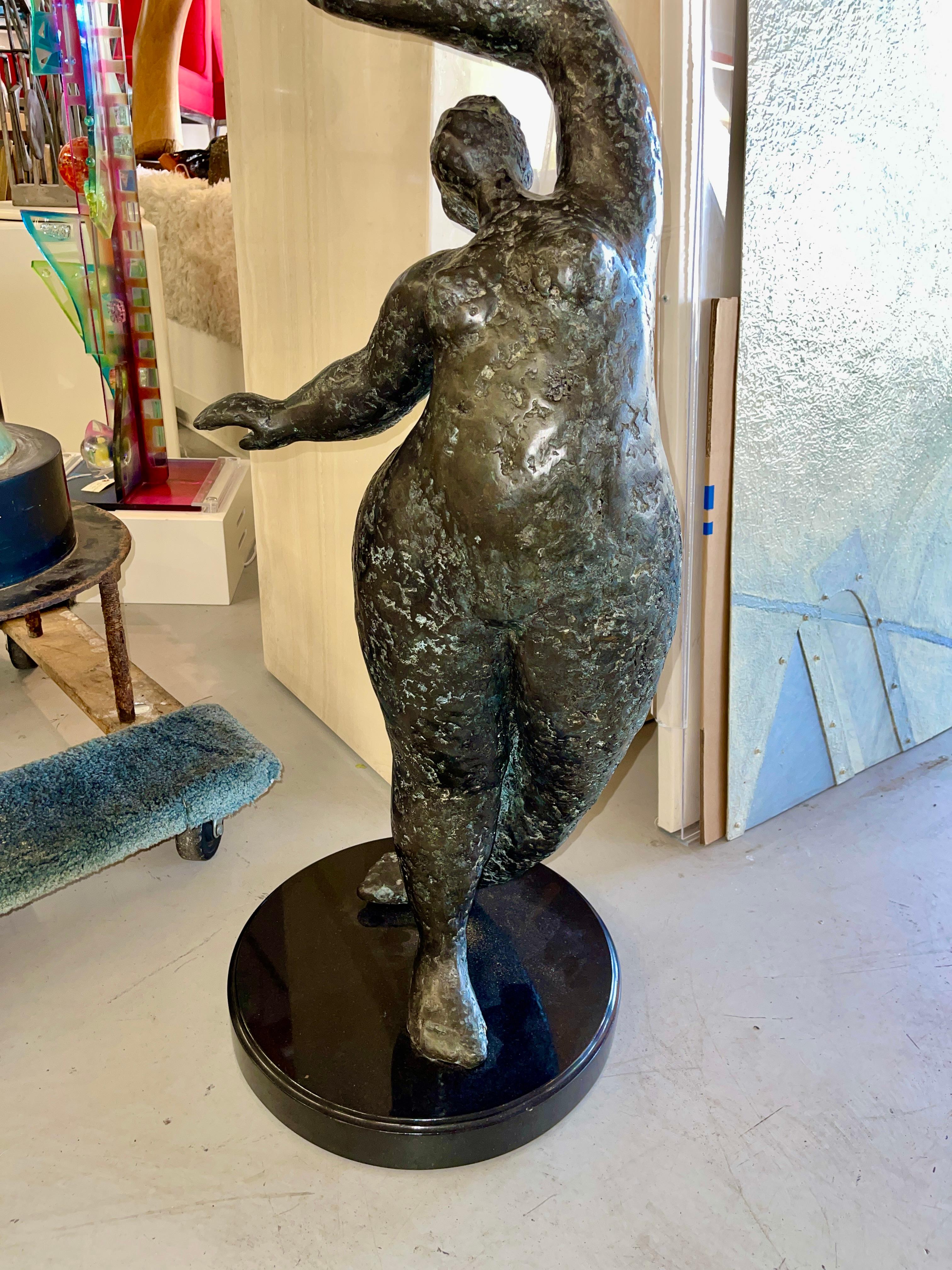 20th Century Large Scale Whimsical Dancing Lady Bronze Ramona Rowley For Sale