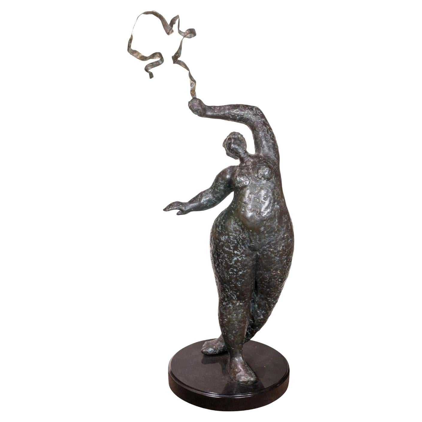 Large Scale Whimsical Dancing Lady Bronze Ramona Rowley For Sale