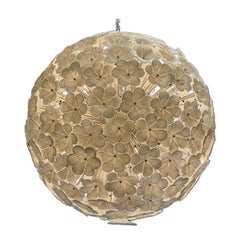 Large Scale White Murano Glass Hibiscus Flower Globe Chandelier