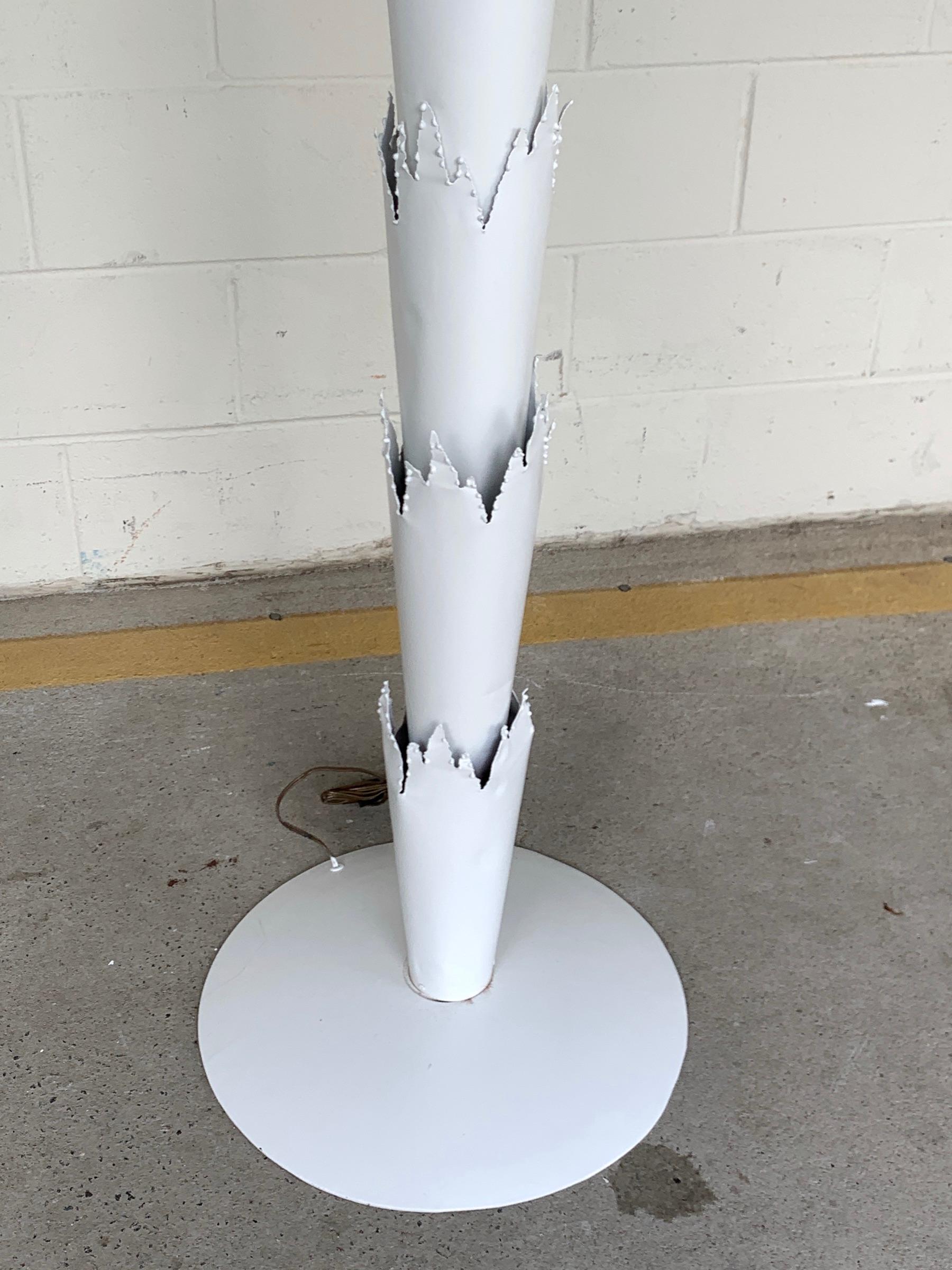 Painted Large Scale White Tole Palm Tree Floor Lamp, Style of Serge Roche For Sale