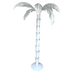 Large Scale White Tole Palm Tree Floor Lamp, Style of Serge Roche