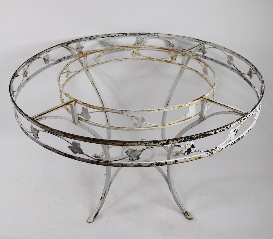 Mid-Century Modern Large Scale Wrought Iron and Glass Patio Table