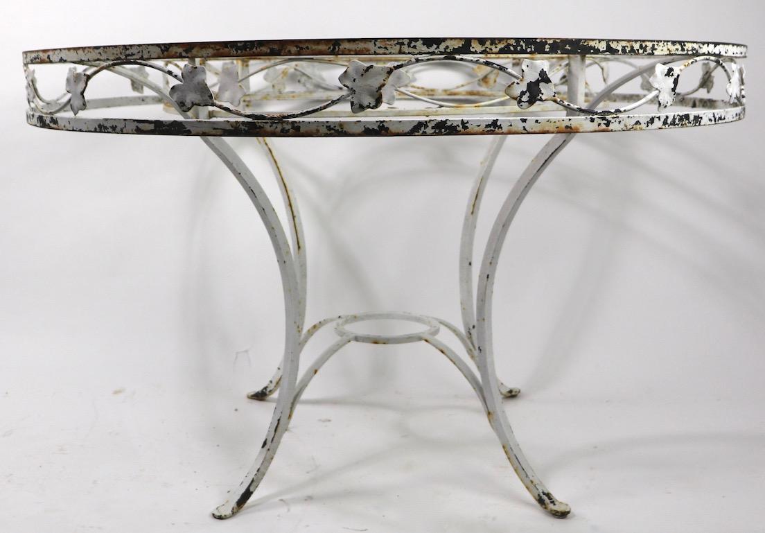 20th Century Large Scale Wrought Iron and Glass Patio Table