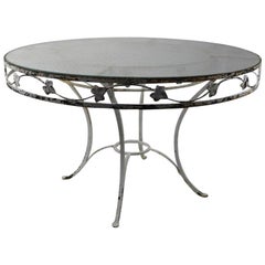 Vintage Large Scale Wrought Iron and Glass Patio Table