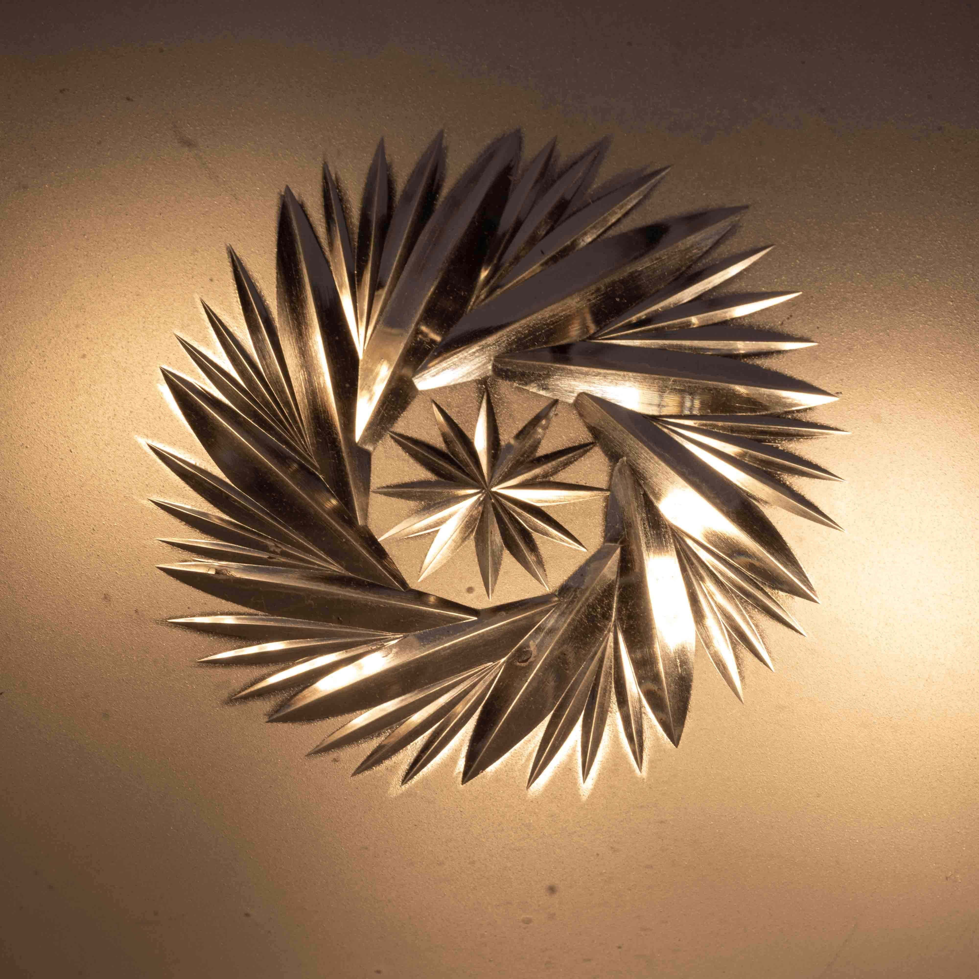 Cristallo Plafoniera in ferro battuto e ottone fuso di grandi dimensioni e rara ciotola di cristallo Jefferson in vendita