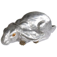 Large-Scaled American Polished Aluminum & Brass Rabbit Wine Cooler, Arthur Court