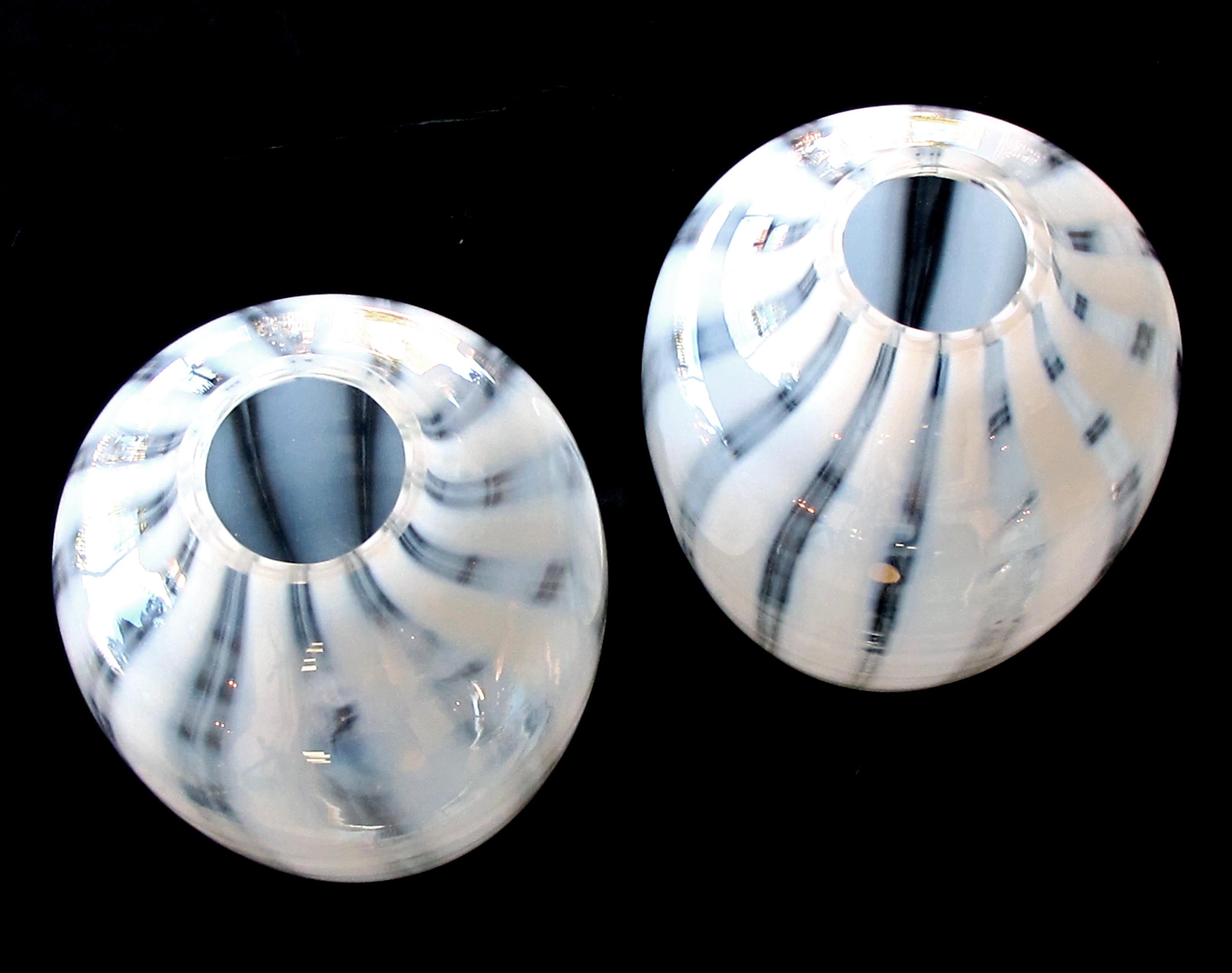 Large-Scaled and Striking Pair of Hessen Glaswerke White Striated Ovoid Vases In Excellent Condition For Sale In San Francisco, CA