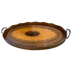 Large-Scaled English Georgian Style Walnut Oval Tray