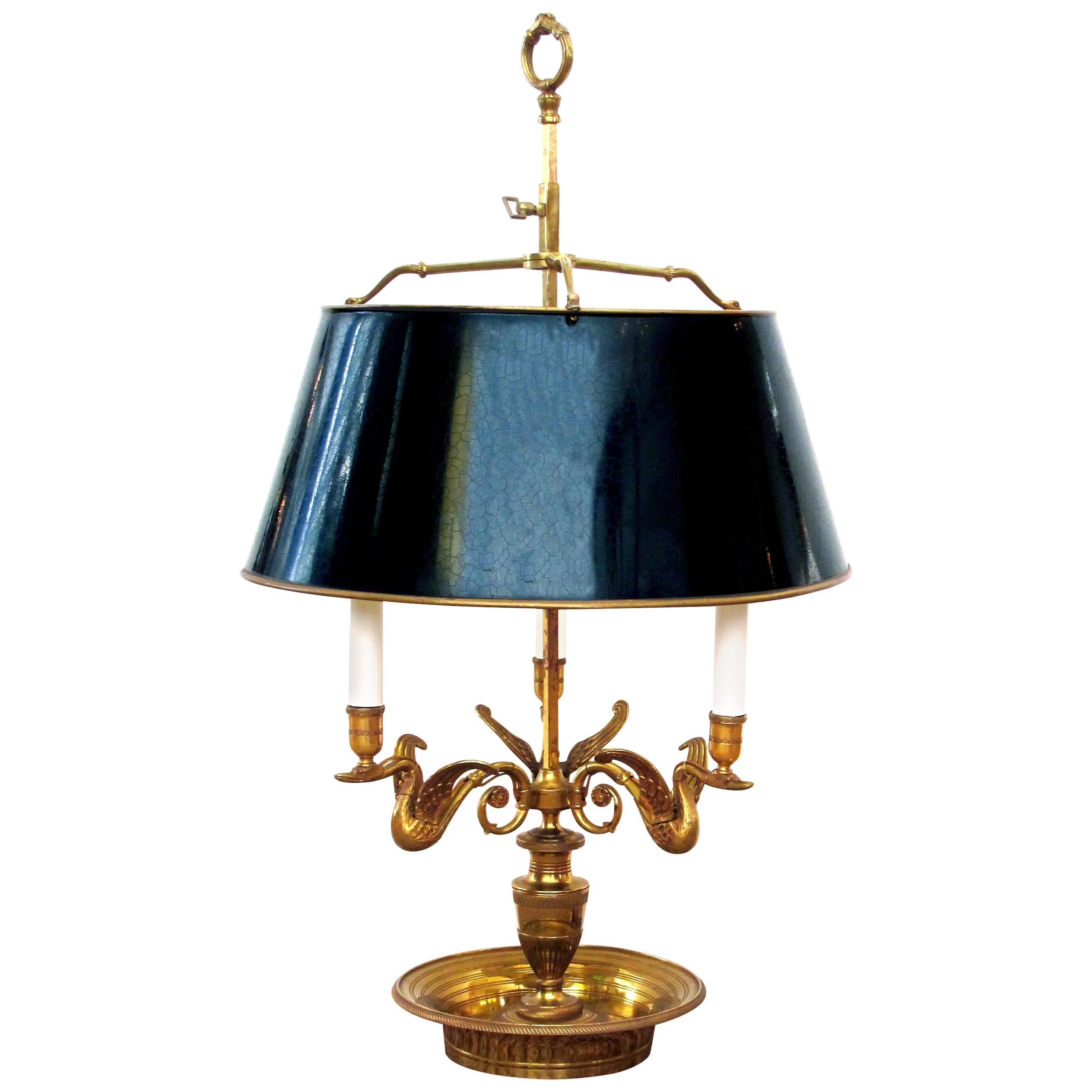 Large-Scaled French Empire Style Gilt-Bronze 3-Light Bouillotte Lamp