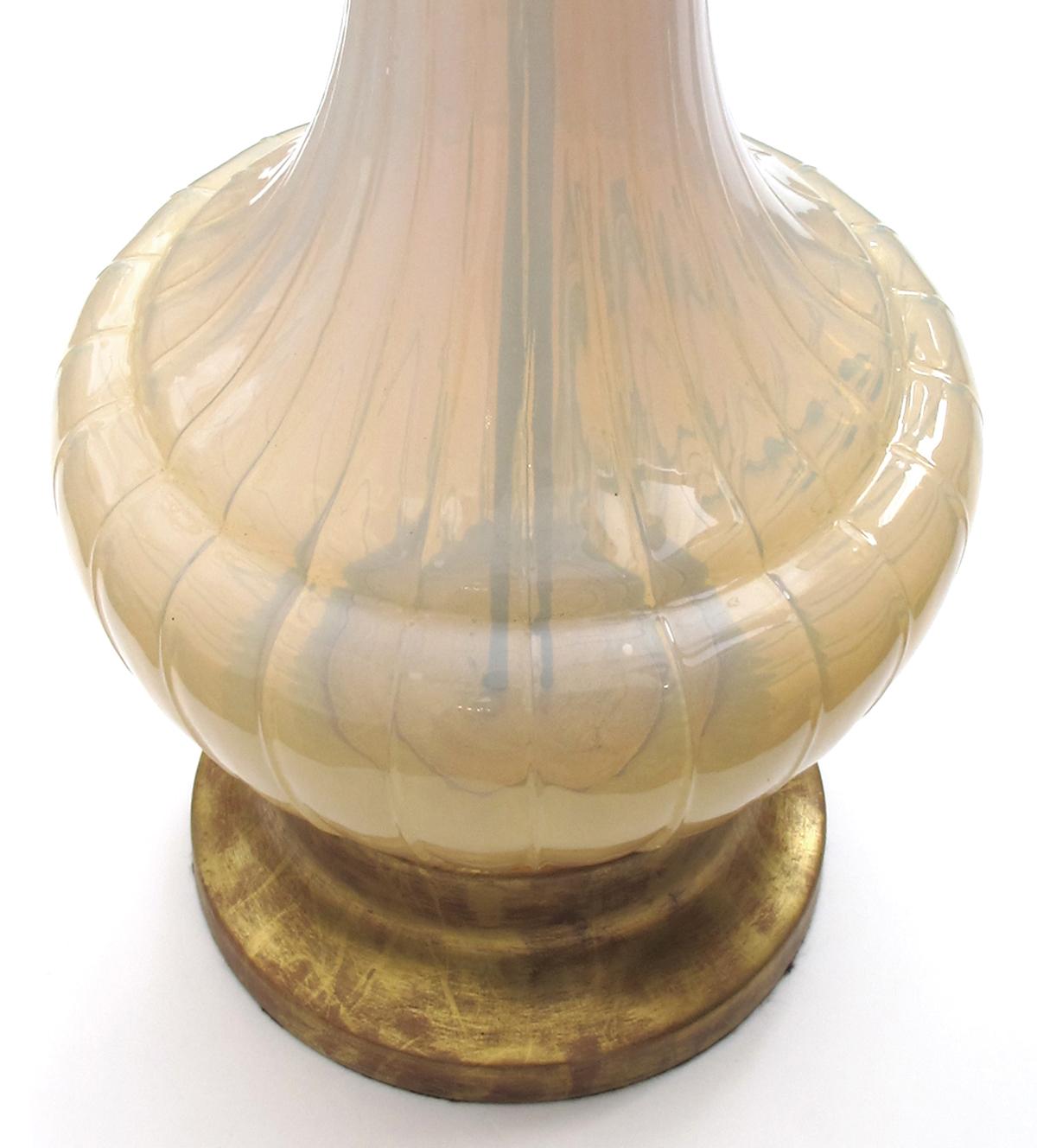 Mid-Century Modern Large-Scaled Murano Midcentury Butter-Cream Opaque Glass Lamp