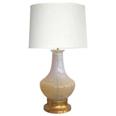 Large-Scaled Murano Midcentury Butter-Cream Opaque Glass Lamp