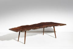 Organic Modern Walnut Slab Coffee Table 1960's