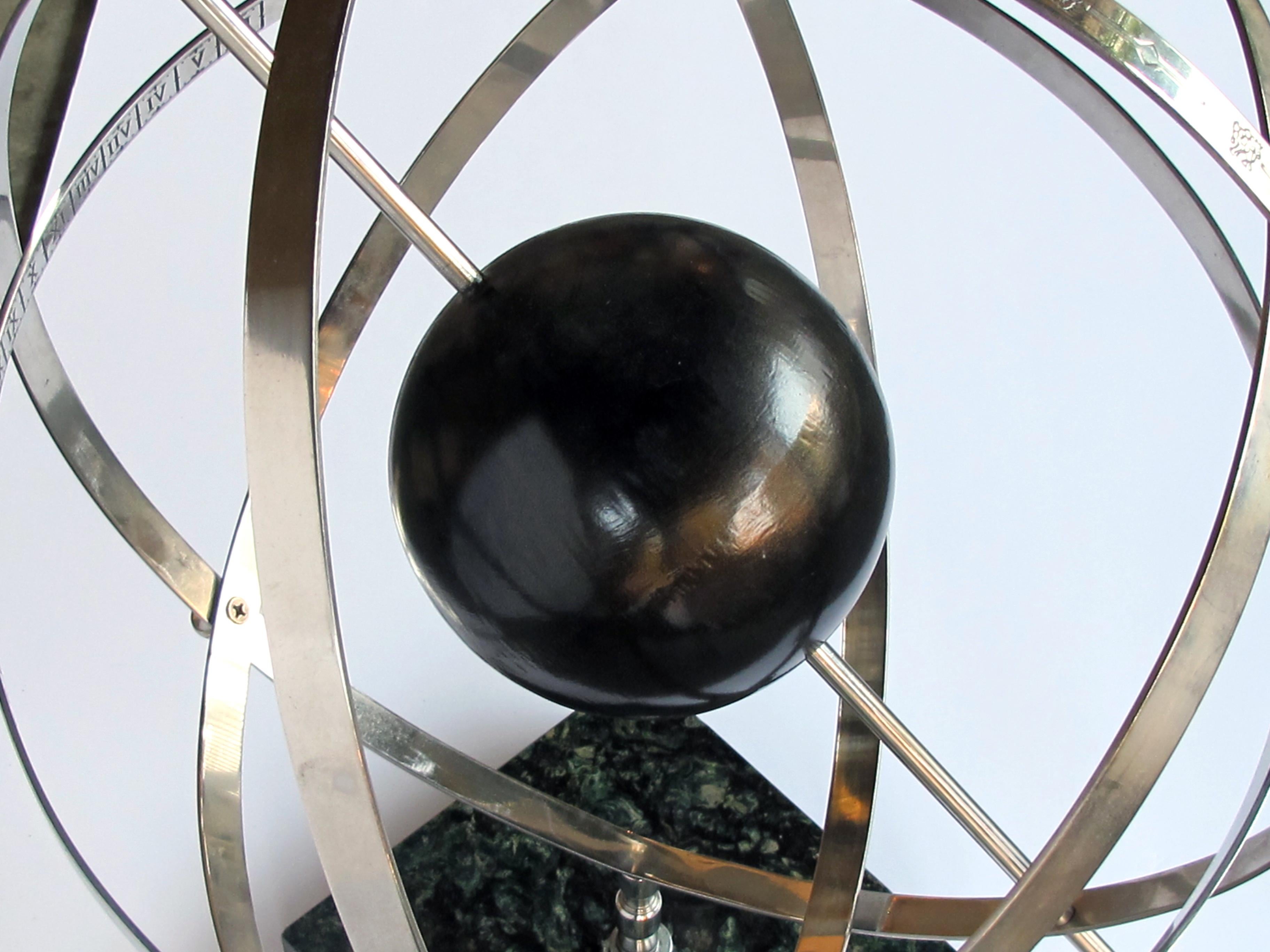 Large Scaled & Well-Rendered American 1980s Steel Astrological Zodiac Armillary 1