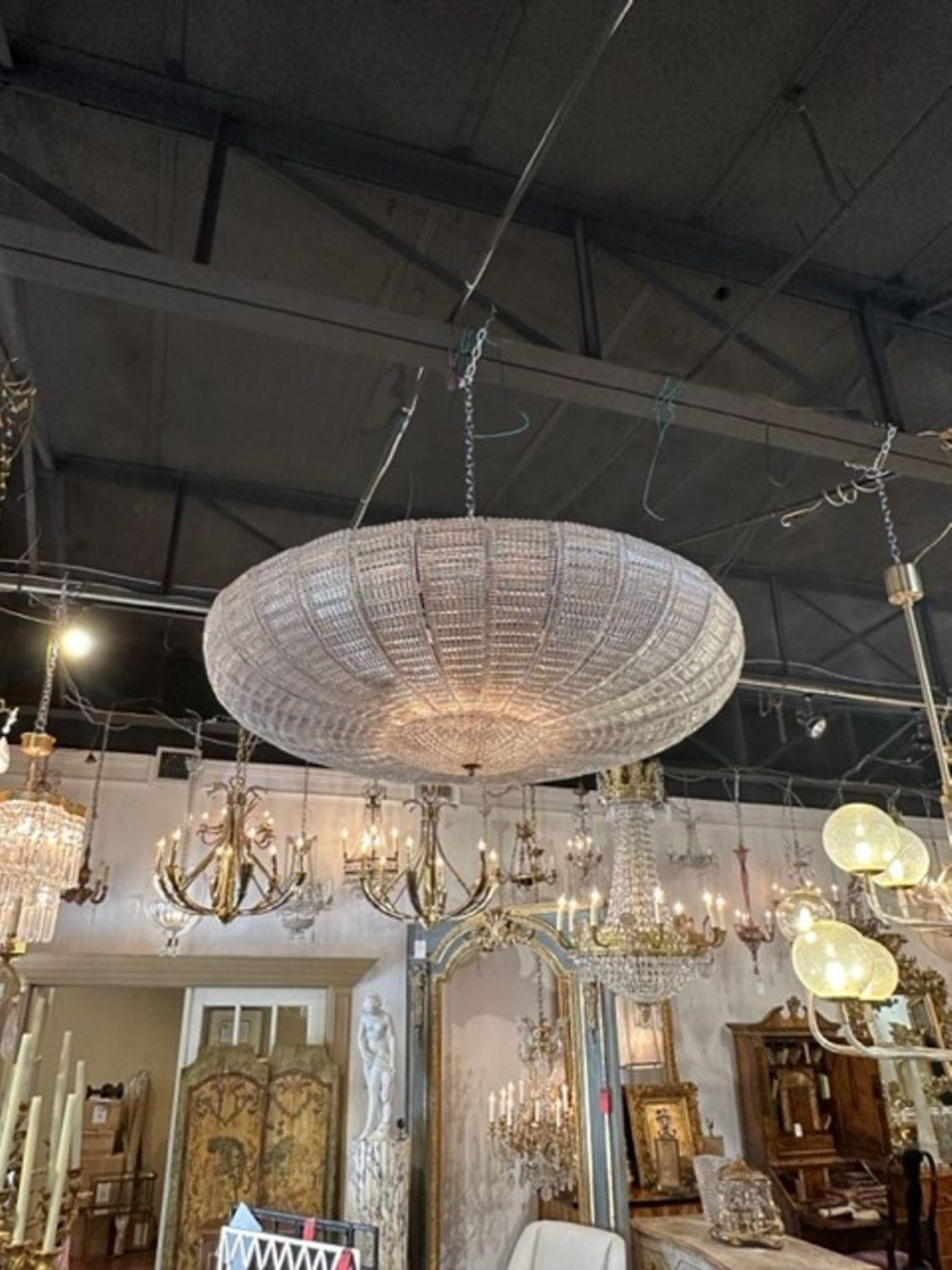 Impressive large scale flush mount Murano chandelier. Featuring beautiful textured glass. A perfect touch for a designer look!