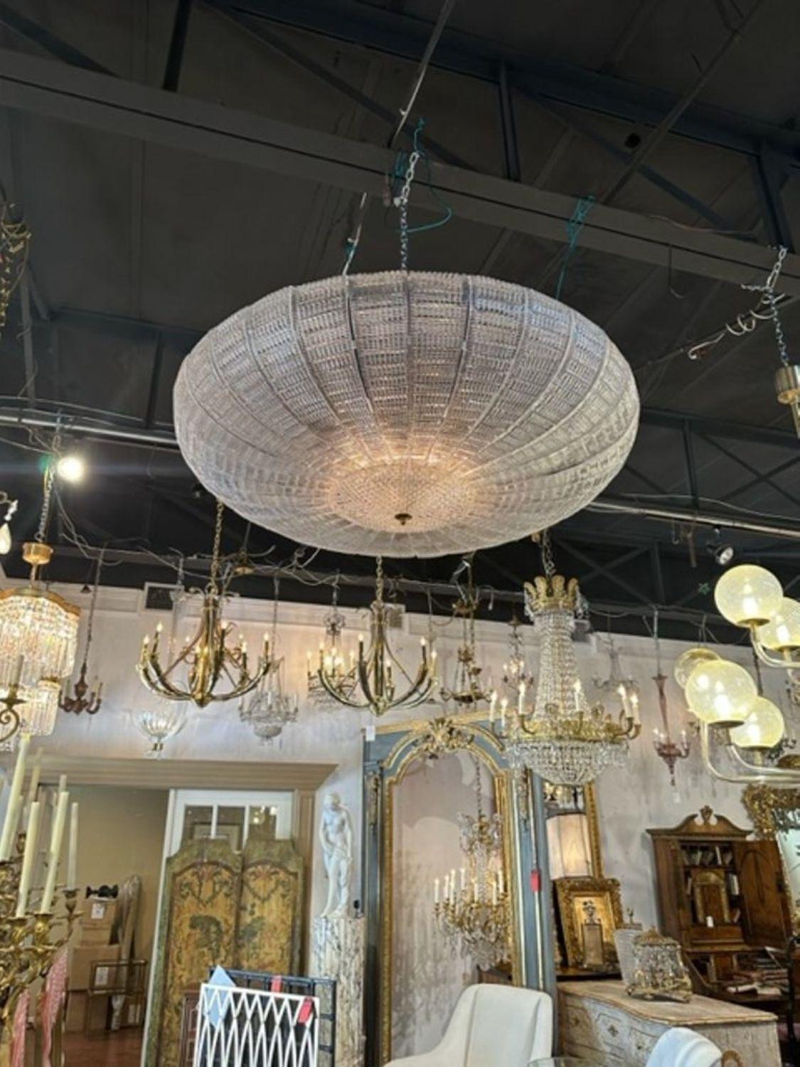Large Scales Flush Mount Murano Glass Chandelier In Good Condition For Sale In Dallas, TX