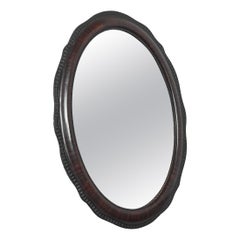 Gran Espejo Antiguo Festoneado de Madera 1900