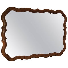 Large Scalloped Fruitwood Mirror