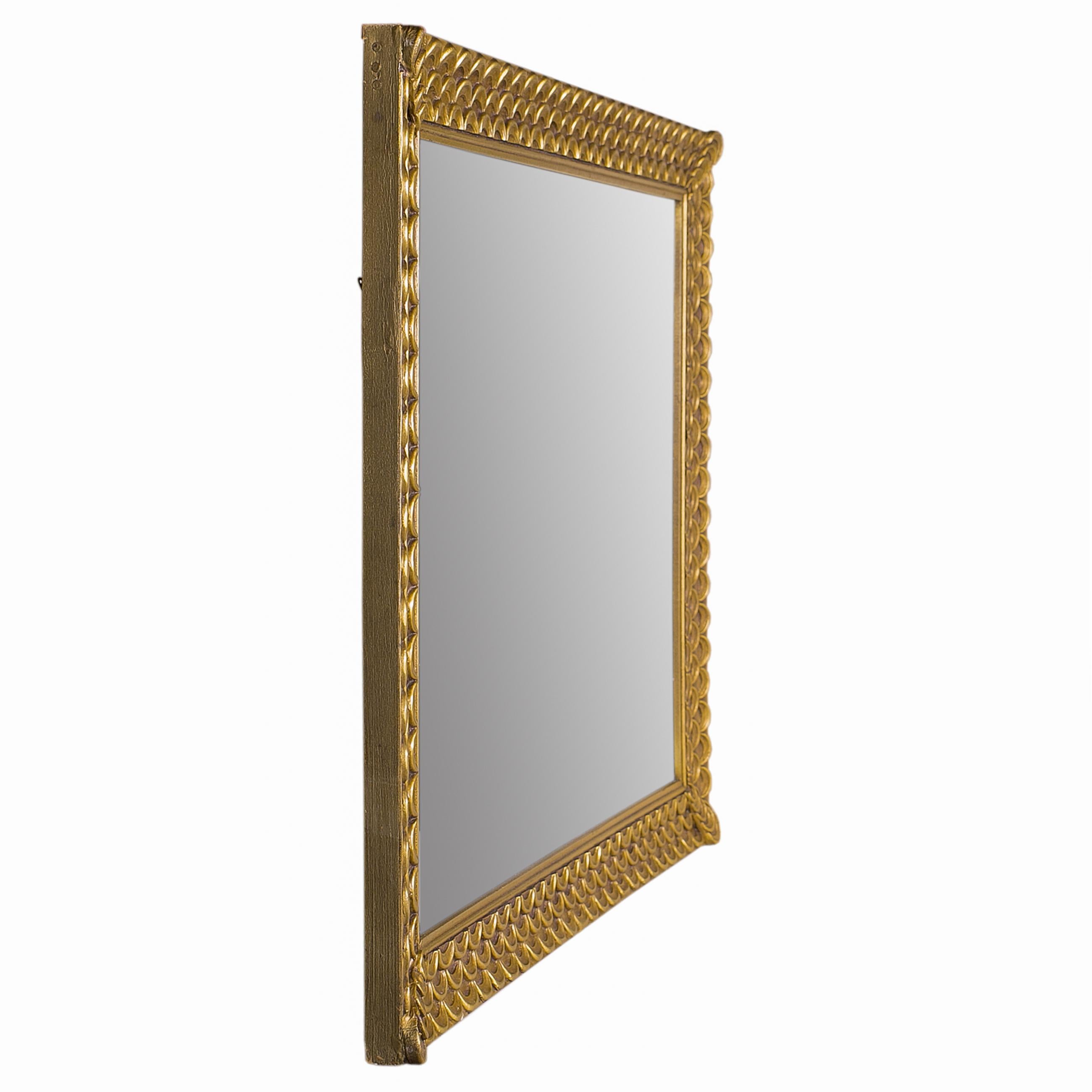 Large Scalloped Giltwood Gold Mirror, 1940s In Good Condition In Baltimore, MD