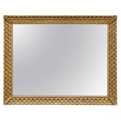 Large Scalloped Giltwood Gold Mirror, 1940s