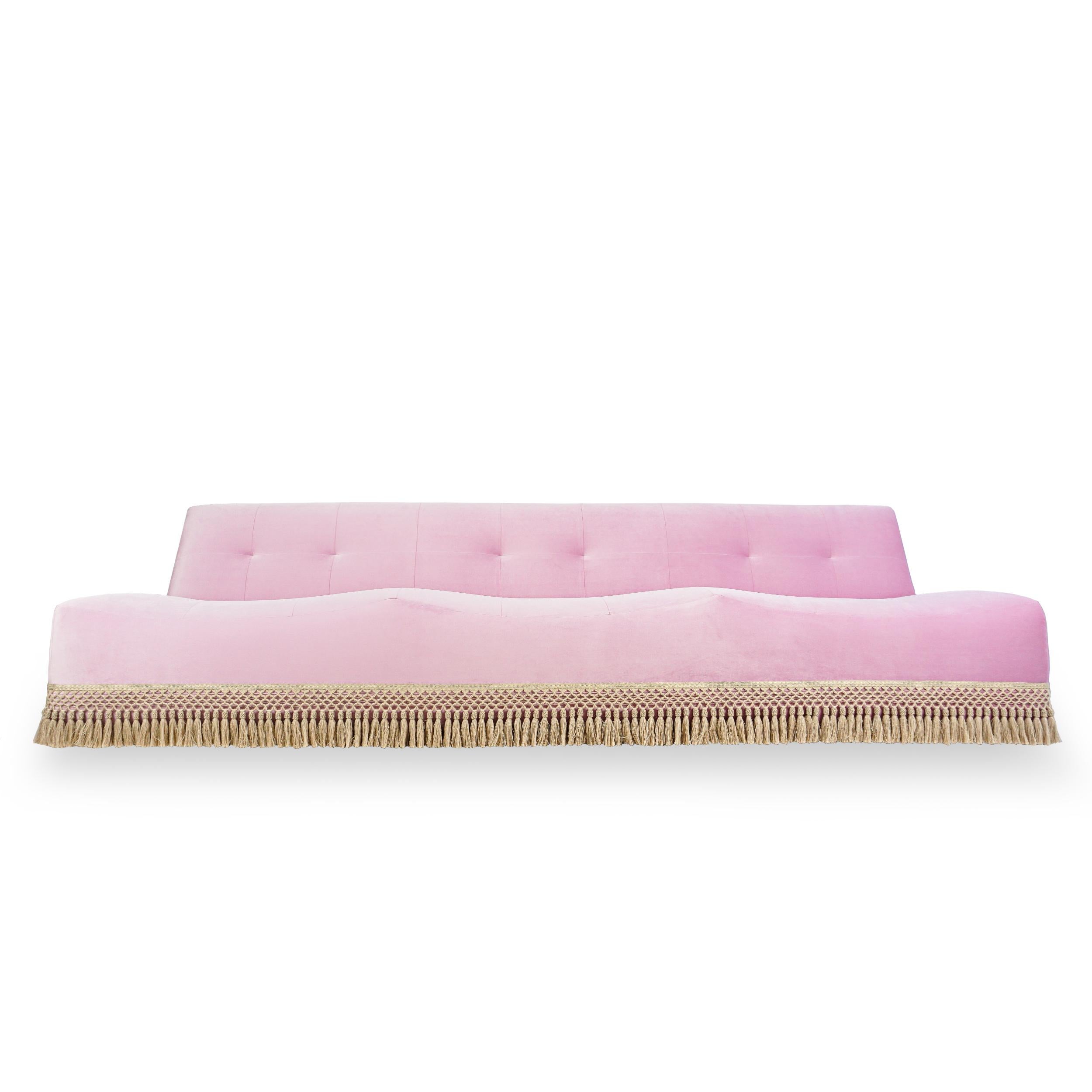 pink scallop sofa