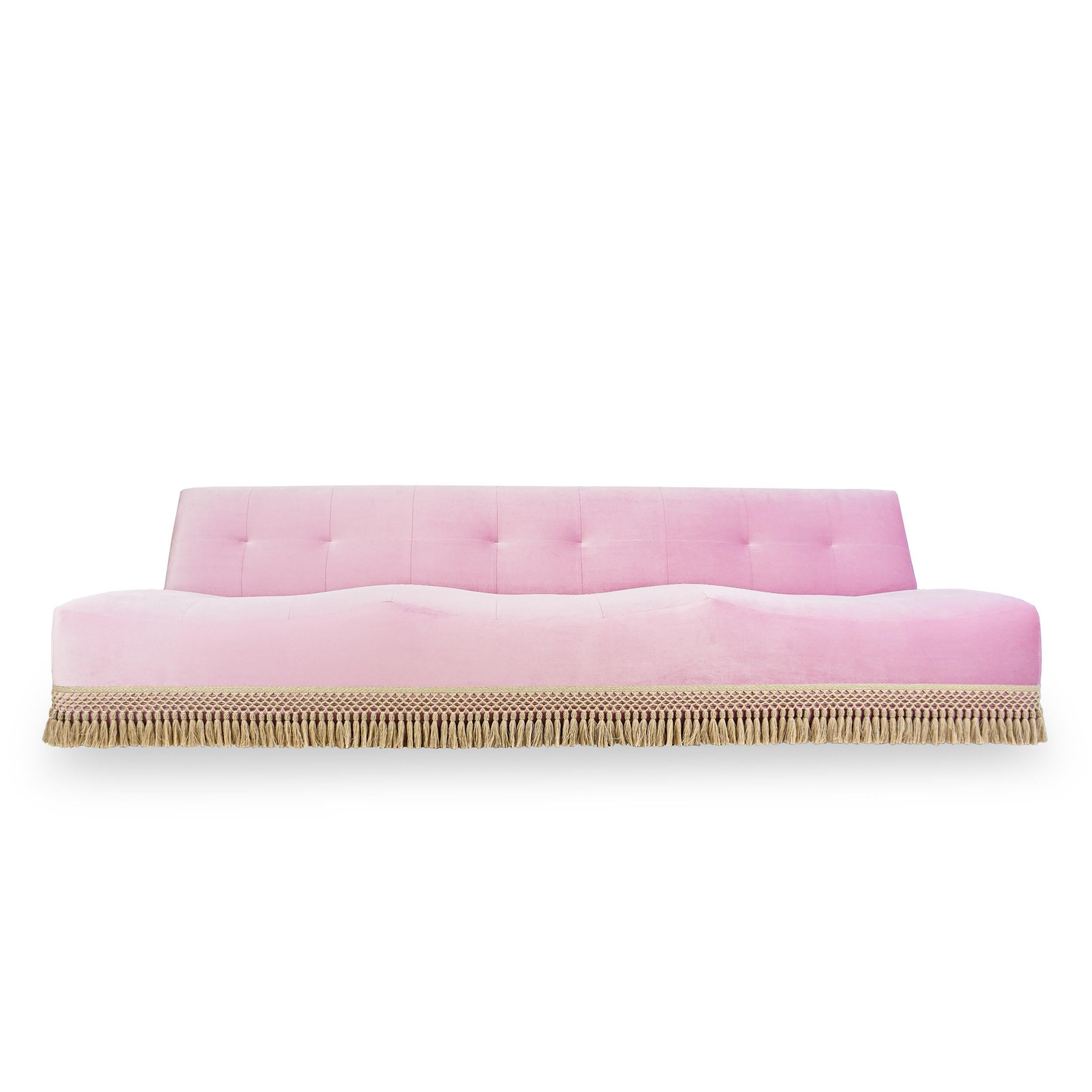 pink scallop sofa