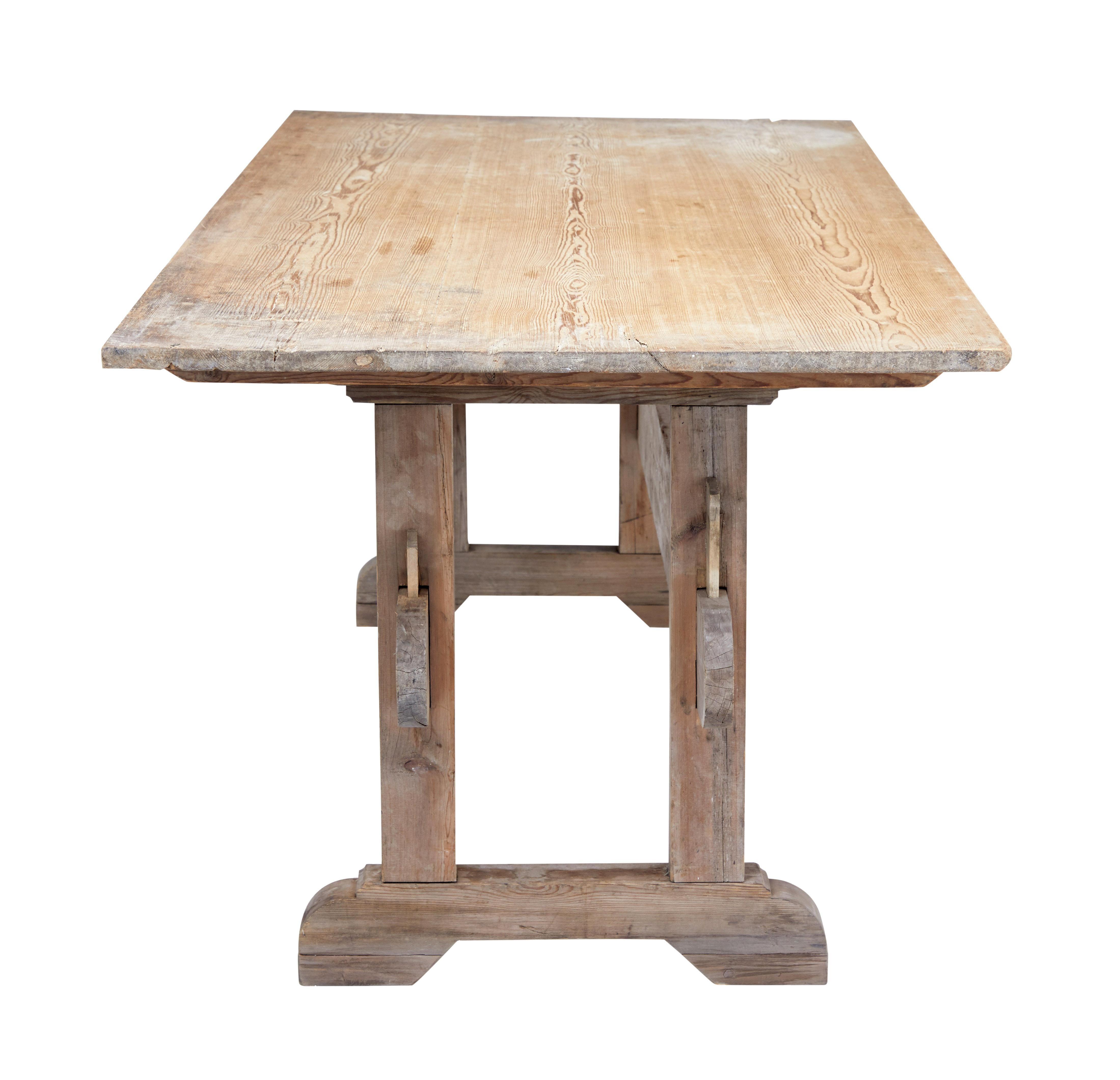 Rustic Large Scandinavian 19th Century Pine Refectory Table